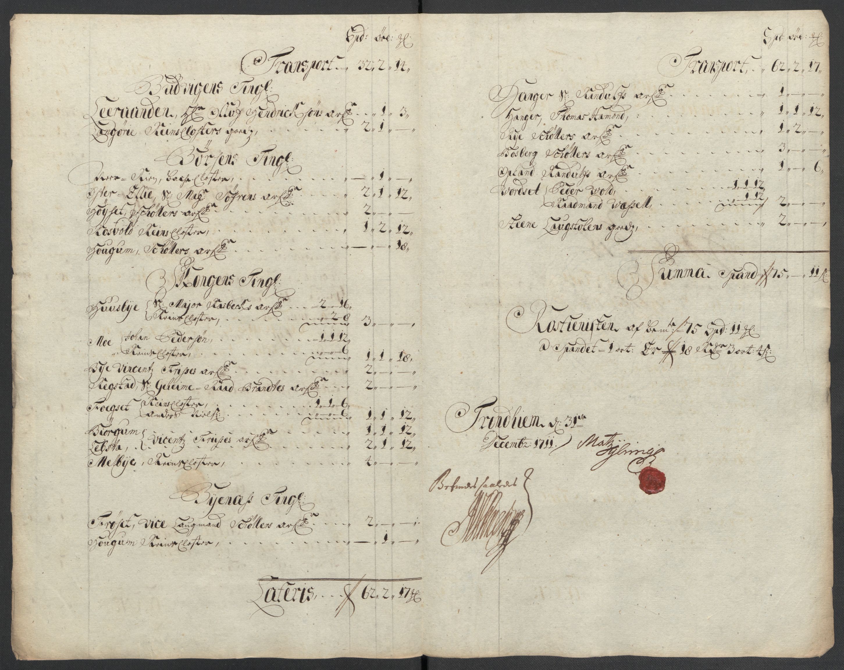 Rentekammeret inntil 1814, Reviderte regnskaper, Fogderegnskap, AV/RA-EA-4092/R61/L4111: Fogderegnskap Strinda og Selbu, 1709-1710, s. 465