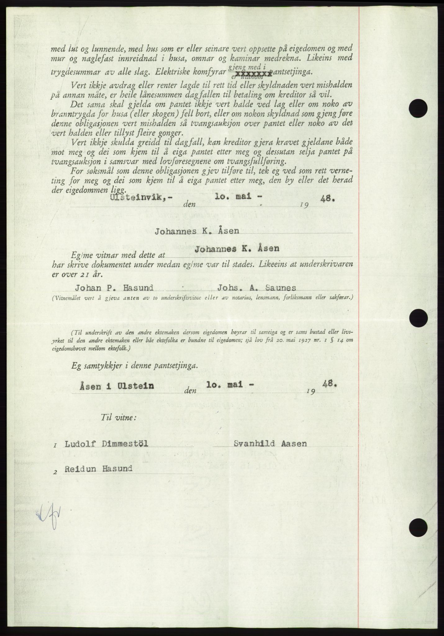 Søre Sunnmøre sorenskriveri, AV/SAT-A-4122/1/2/2C/L0116: Pantebok nr. 4B, 1948-1949, Dagboknr: 765/1948