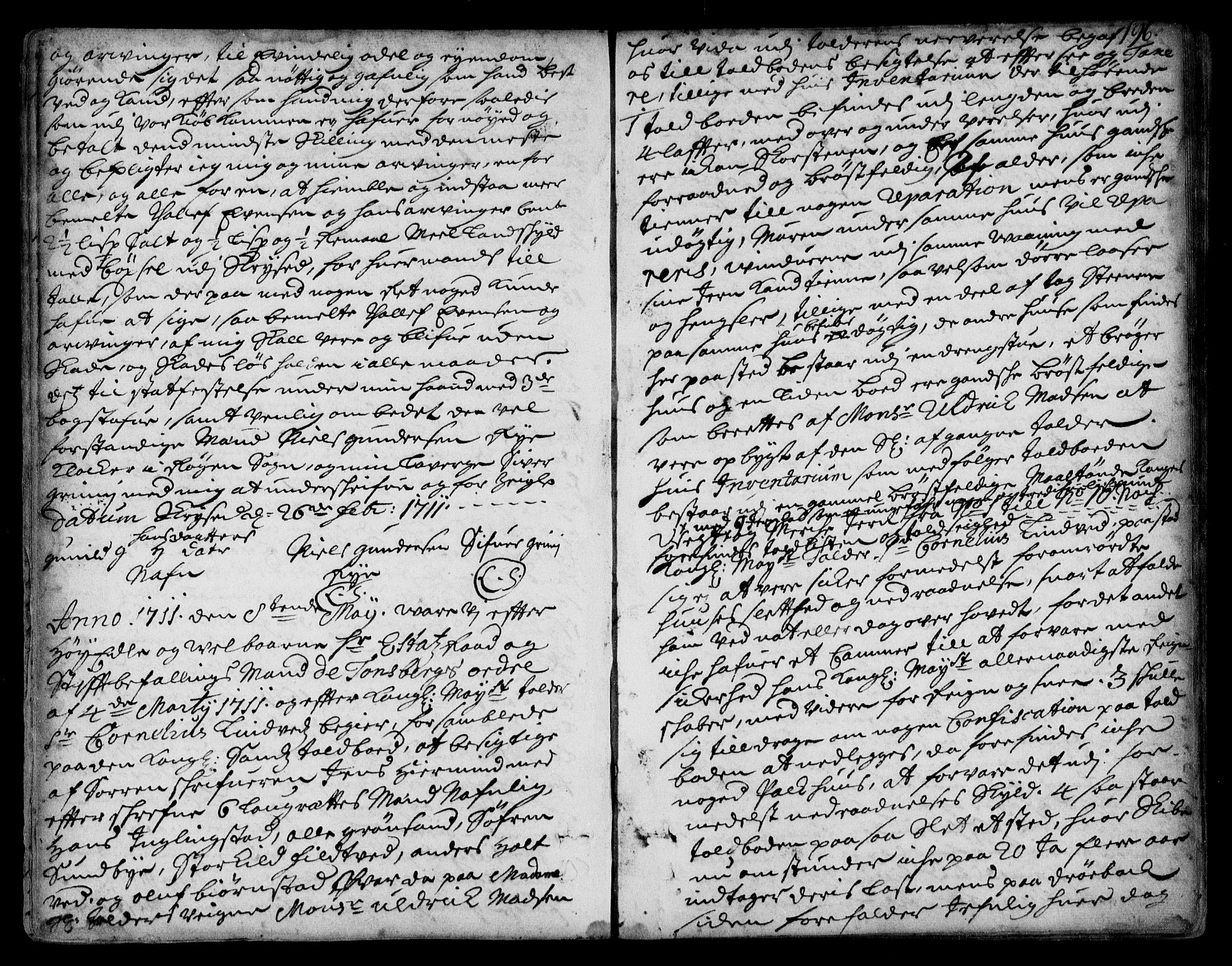 Lier, Røyken og Hurum sorenskriveri, SAKO/A-89/G/Ga/Gaa/L0001: Pantebok nr. I, 1701-1725, s. 196