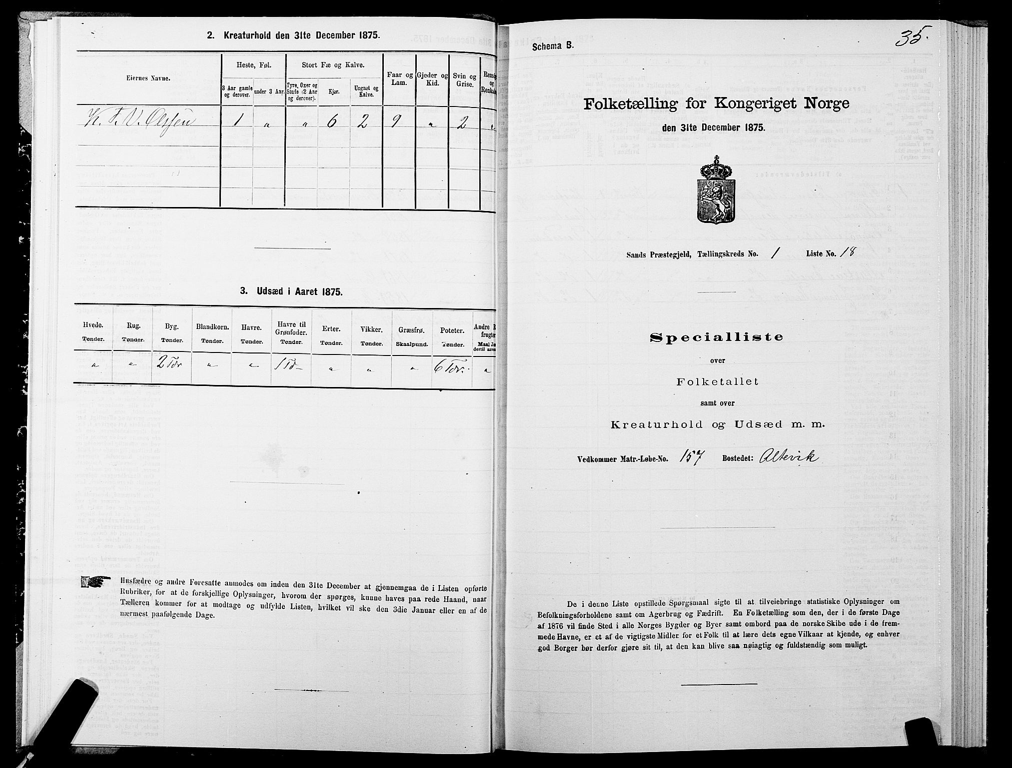 SATØ, Folketelling 1875 for 1915P Sand prestegjeld, 1875, s. 1035