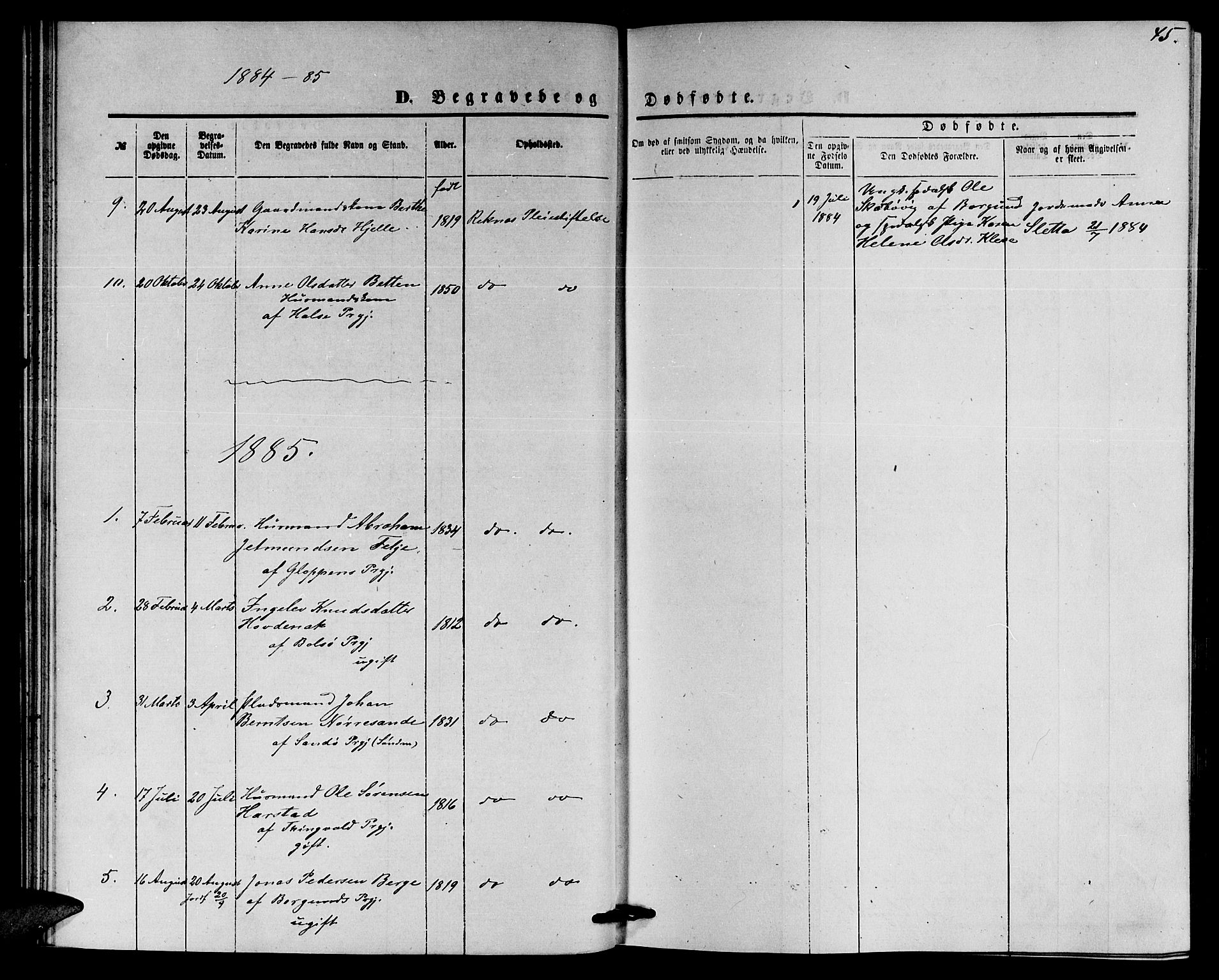 Ministerialprotokoller, klokkerbøker og fødselsregistre - Møre og Romsdal, SAT/A-1454/559/L0715: Klokkerbok nr. 559C01, 1869-1886, s. 45