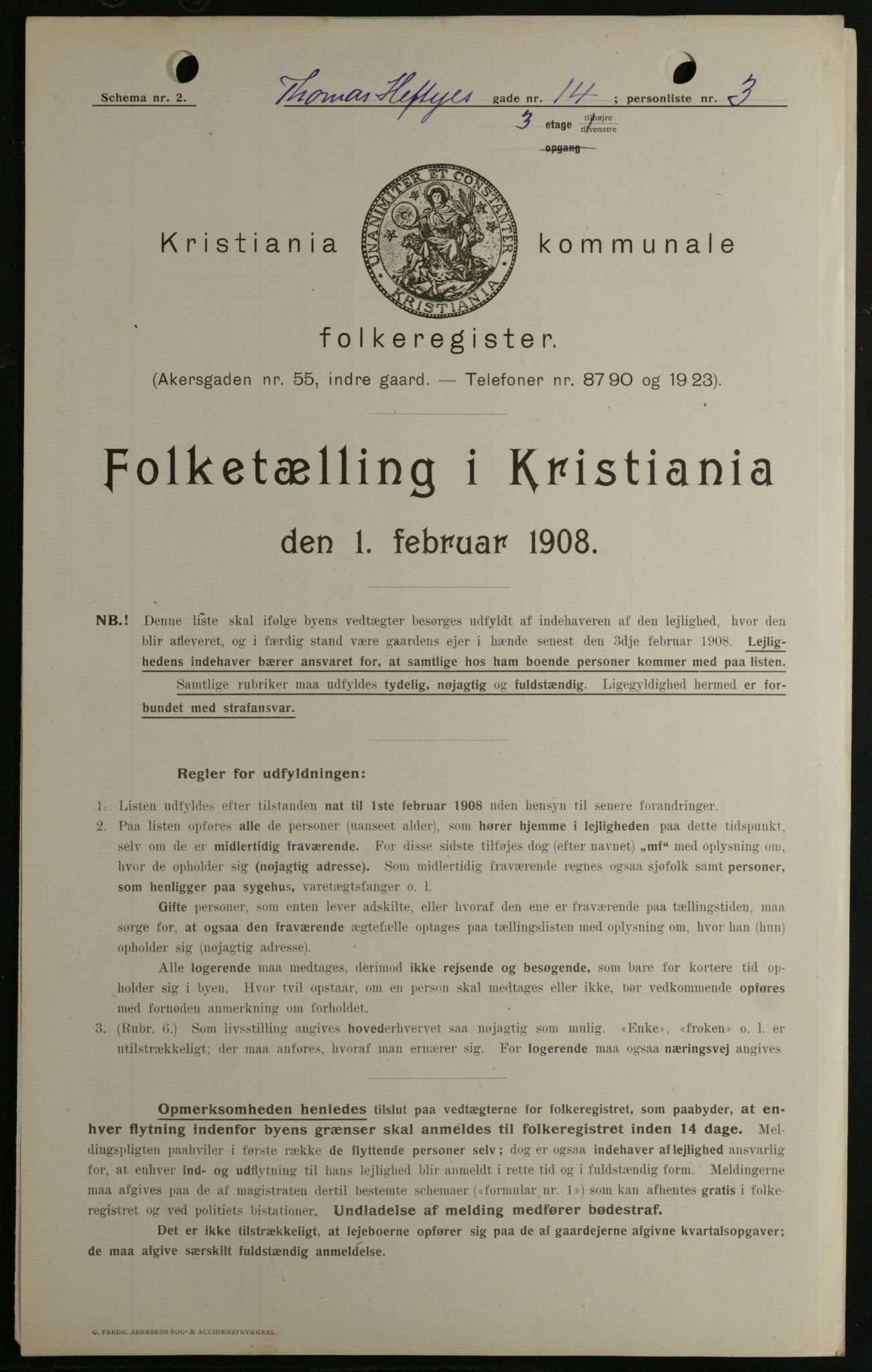 OBA, Kommunal folketelling 1.2.1908 for Kristiania kjøpstad, 1908, s. 97922