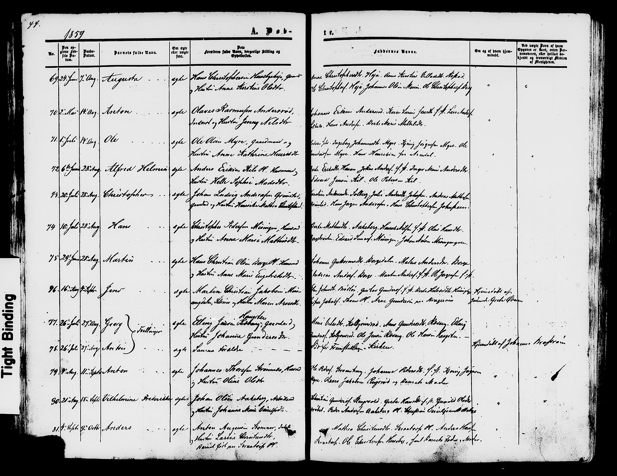 Råde prestekontor kirkebøker, AV/SAO-A-2009/F/Fa/L0006: Ministerialbok nr. 6, 1854-1877, s. 44