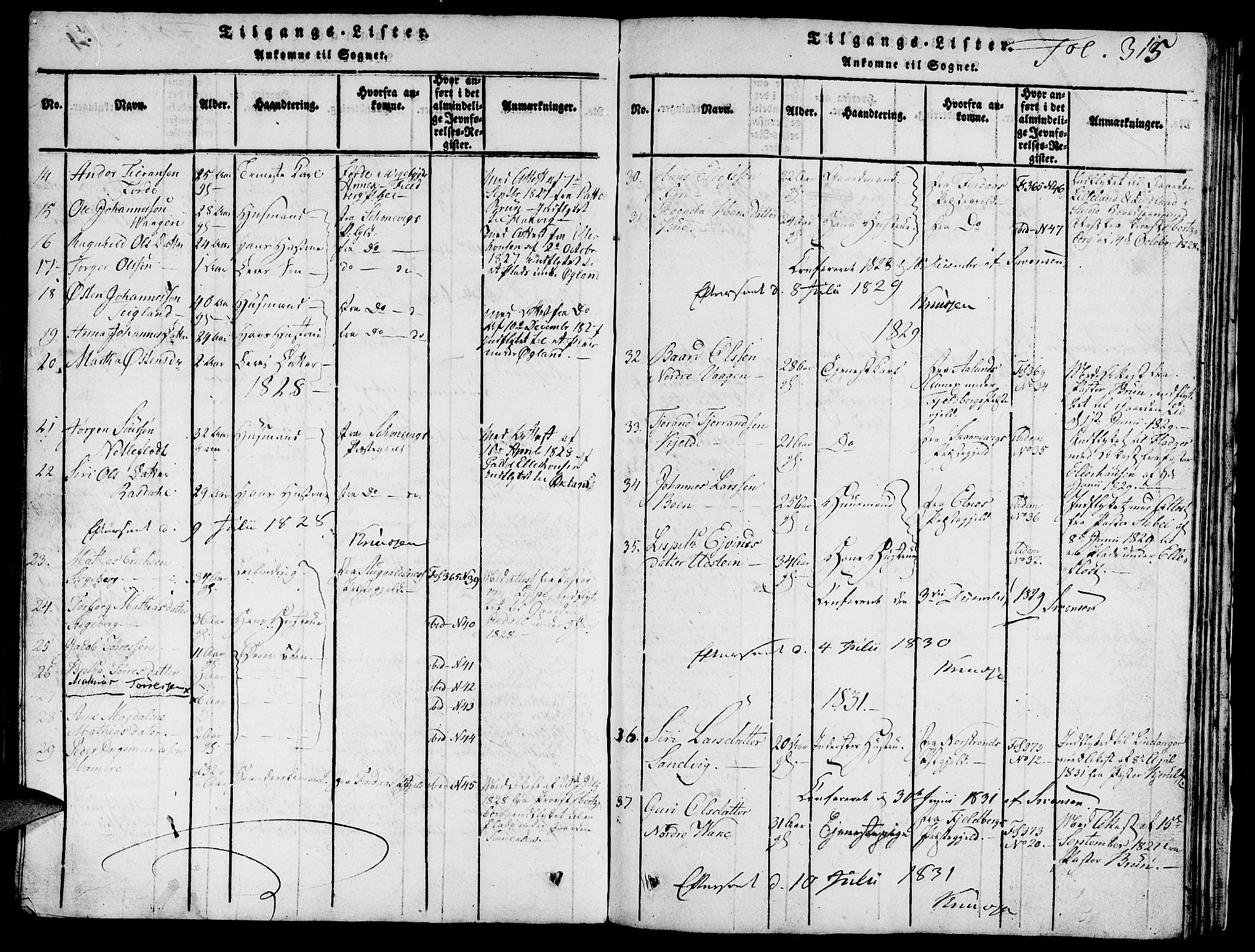 Skjold sokneprestkontor, AV/SAST-A-101847/H/Ha/Hab/L0001: Klokkerbok nr. B 1, 1815-1835, s. 315