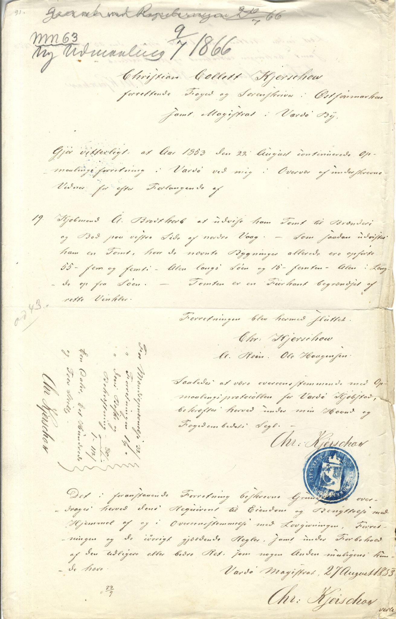 Brodtkorb handel A/S, VAMU/A-0001/Q/Qb/L0001: Skjøter og grunnbrev i Vardø by, 1822-1943, s. 261