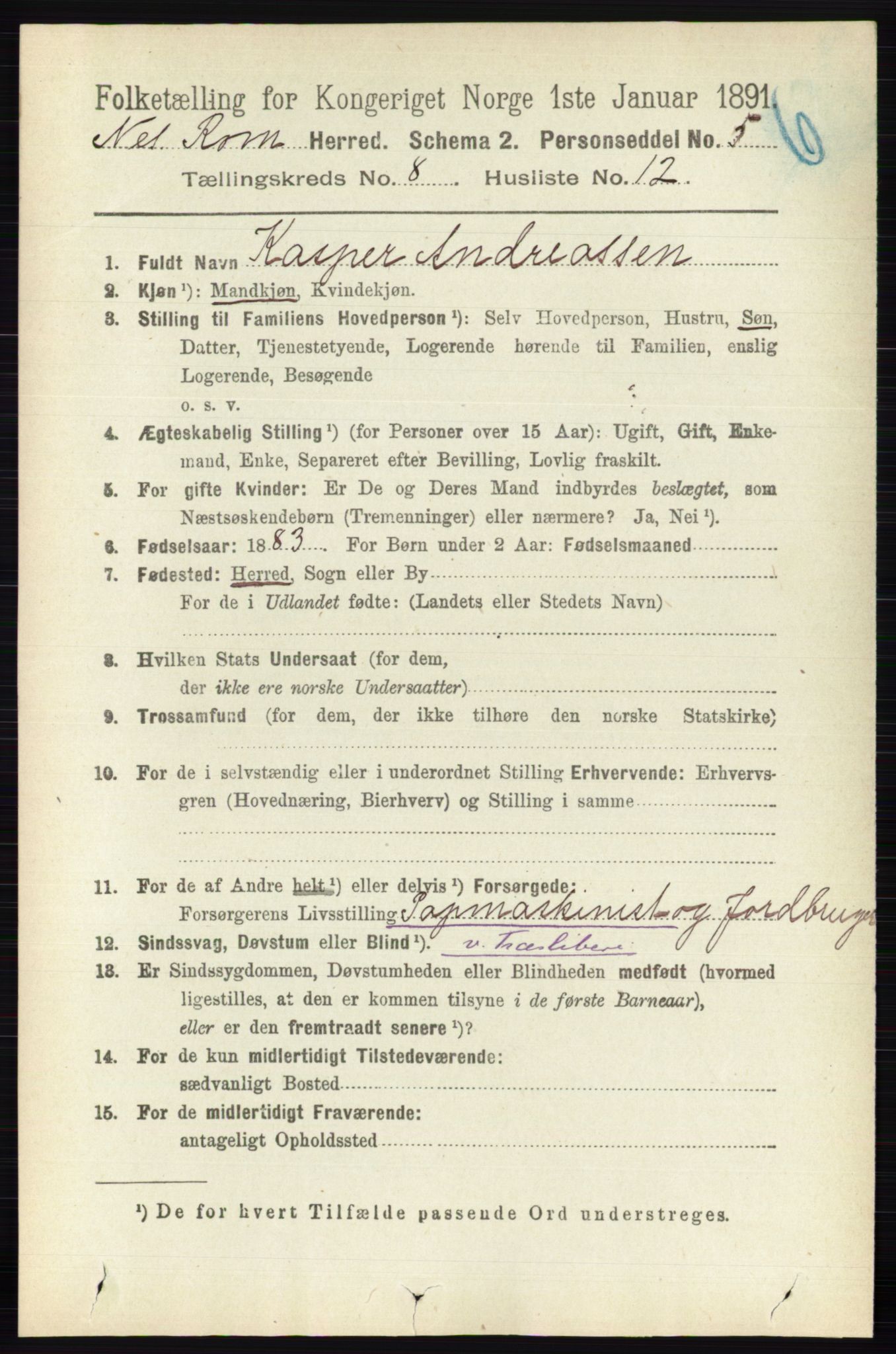 RA, Folketelling 1891 for 0236 Nes herred, 1891, s. 4657