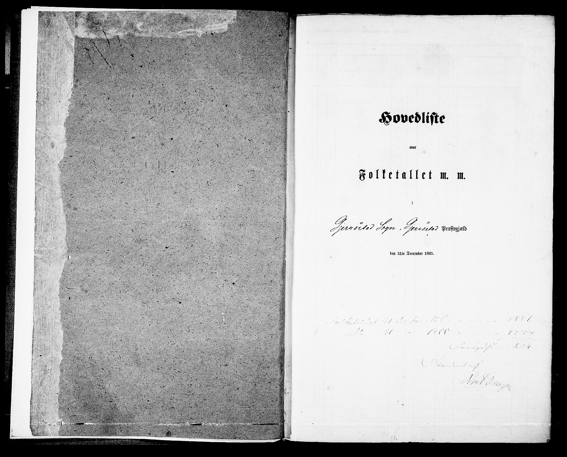 RA, Folketelling 1865 for 0911P Gjerstad prestegjeld, 1865, s. 5