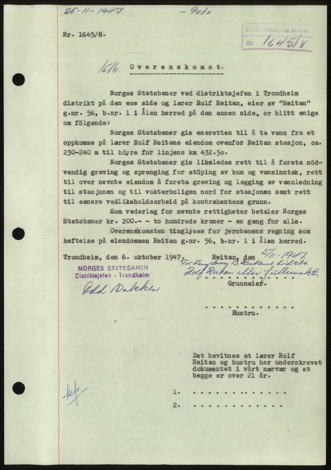 Gauldal sorenskriveri, SAT/A-0014/1/2/2C: Pantebok nr. A5, 1947-1948, Dagboknr: 1516/1947