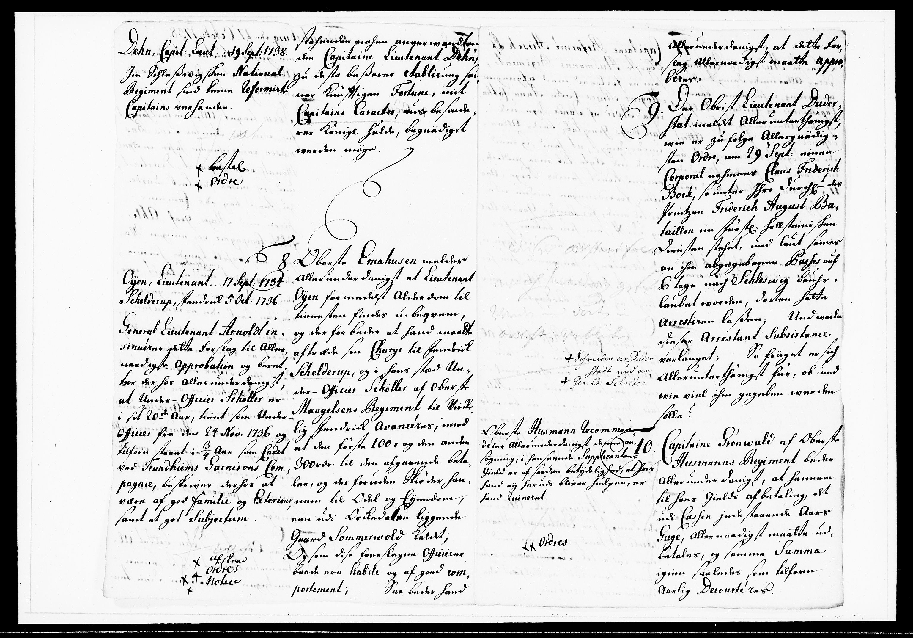 Krigskollegiet, Krigskancelliet, DRA/A-0006/-/1143-1150: Refererede sager, 1738, s. 460