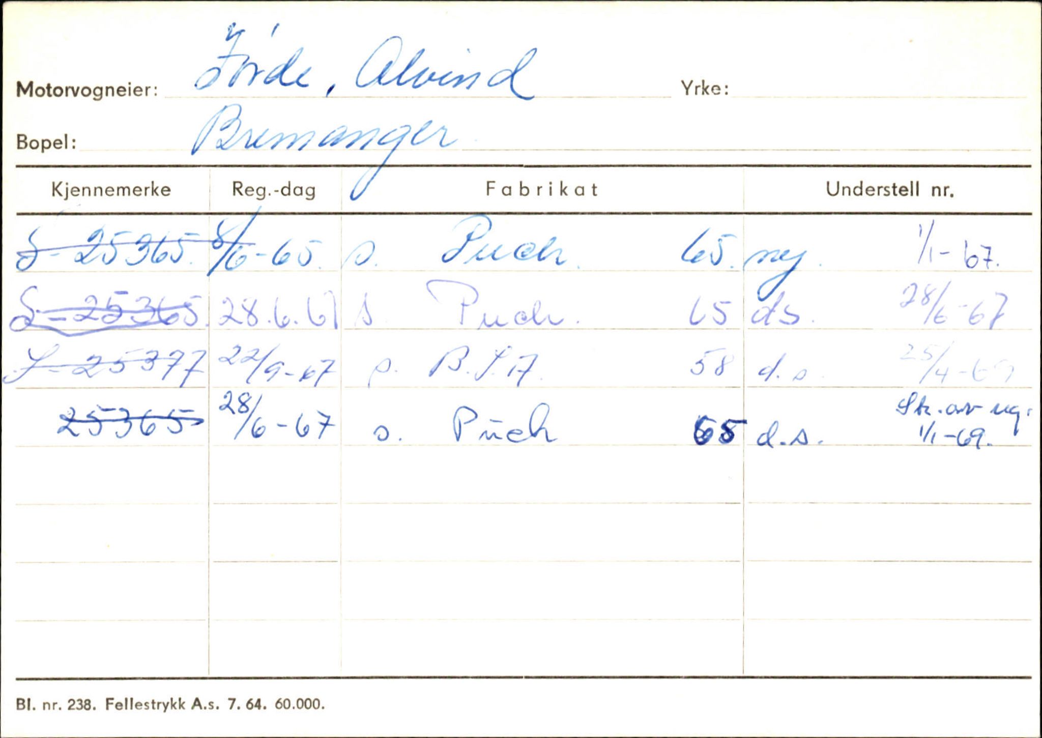 Statens vegvesen, Sogn og Fjordane vegkontor, AV/SAB-A-5301/4/F/L0133: Eigarregister Bremanger A-Å. Gaular A-H, 1945-1975, s. 435