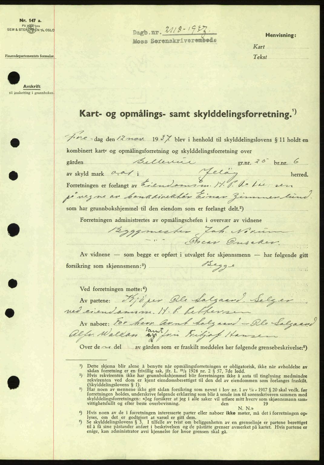 Moss sorenskriveri, SAO/A-10168: Pantebok nr. A3, 1937-1938, Dagboknr: 2118/1937