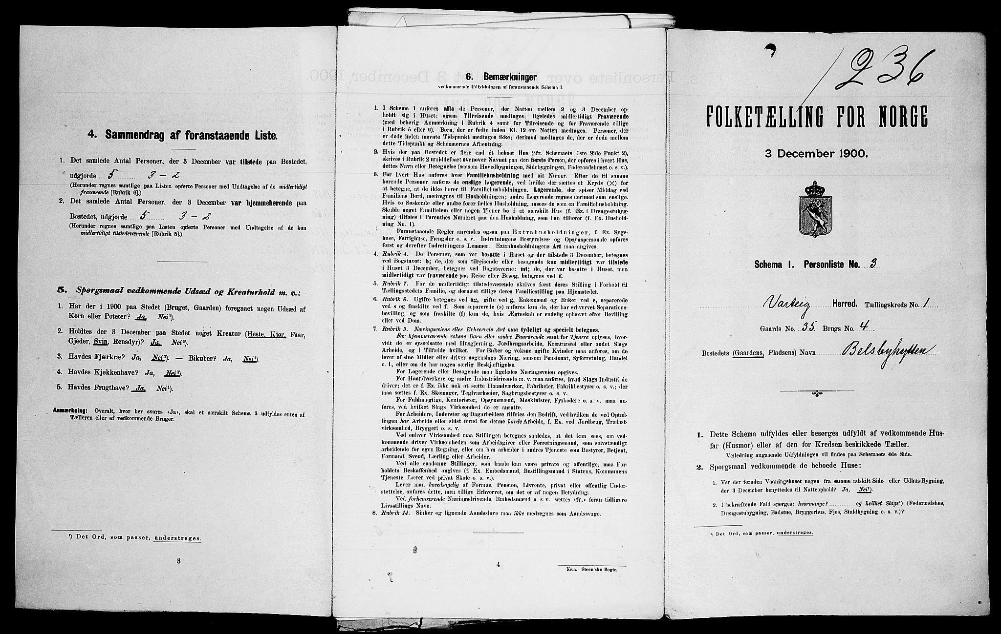 SAO, Folketelling 1900 for 0114 Varteig herred, 1900
