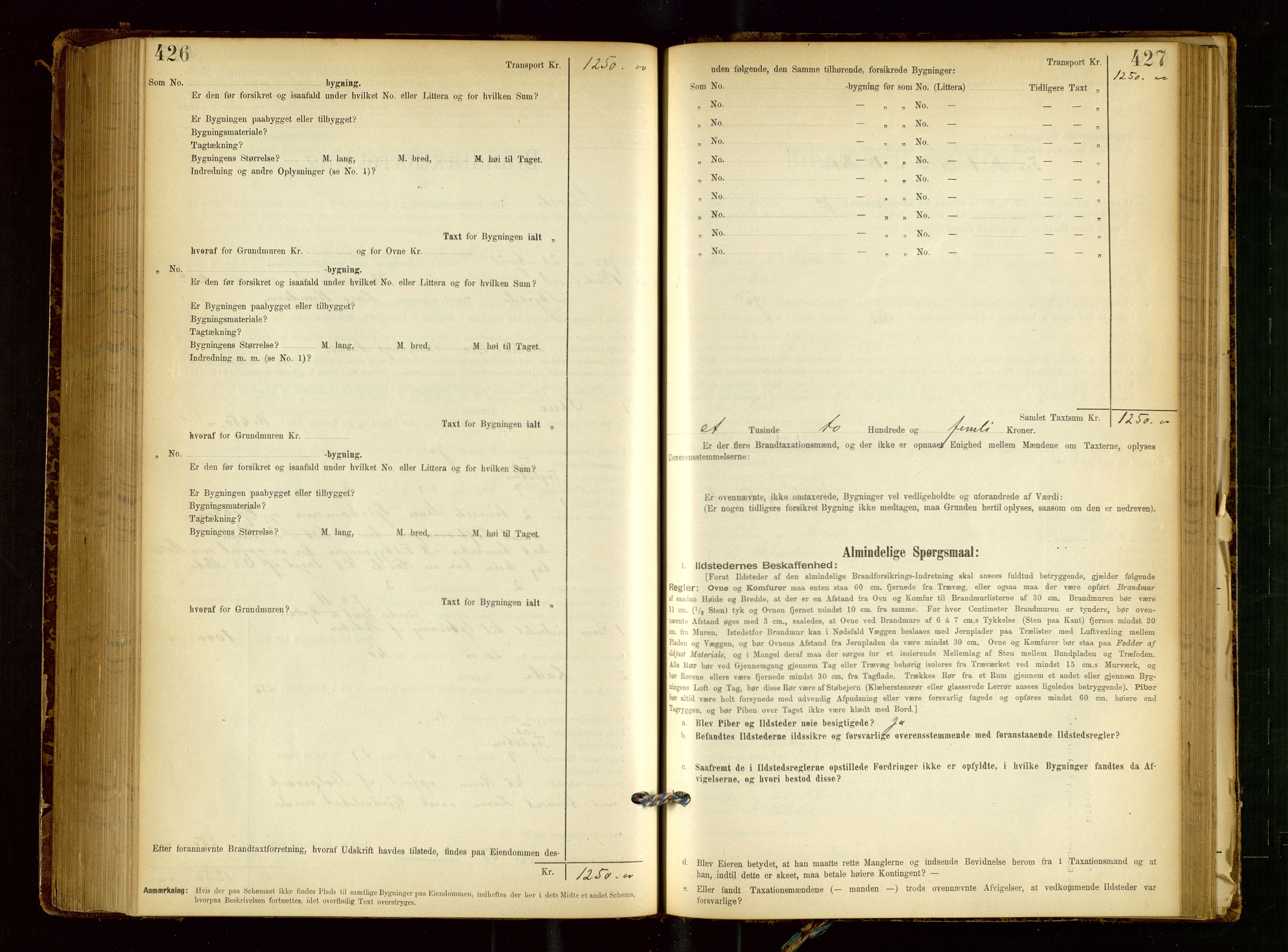 Skjold lensmannskontor, AV/SAST-A-100182/Gob/L0001: "Brandtaxationsprotokol for Skjold Lensmandsdistrikt Ryfylke Fogderi", 1894-1939, s. 426-427