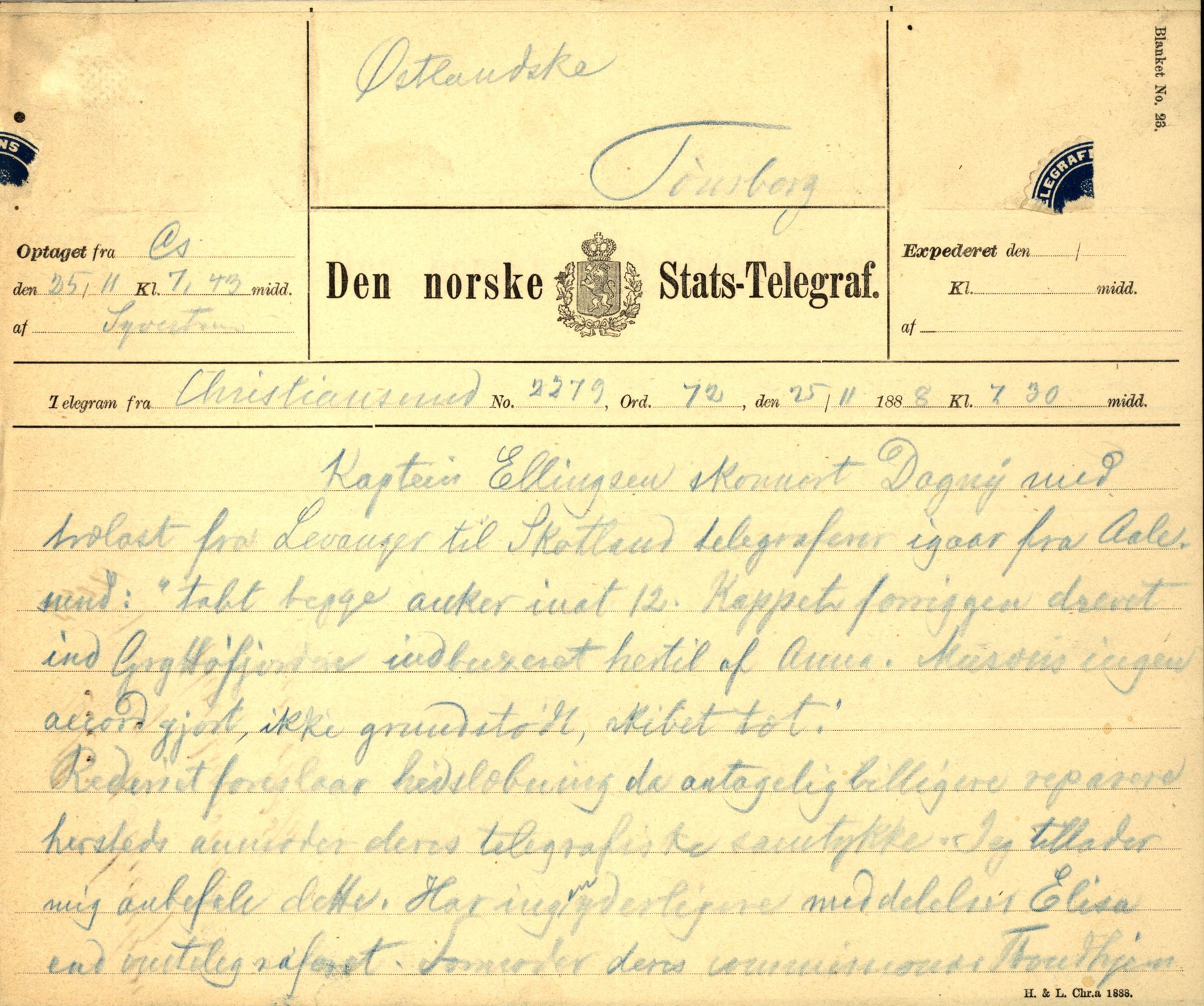 Pa 63 - Østlandske skibsassuranceforening, VEMU/A-1079/G/Ga/L0022/0004: Havaridokumenter / Try, Tre Brødre, Vidar, Elisa, Dagny, 1888, s. 104