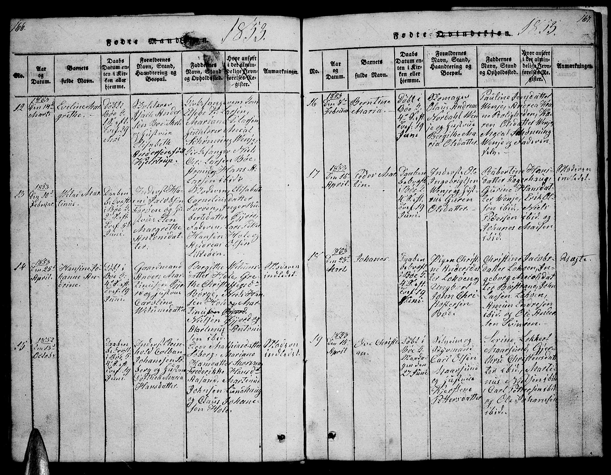 Ministerialprotokoller, klokkerbøker og fødselsregistre - Nordland, AV/SAT-A-1459/891/L1312: Klokkerbok nr. 891C01, 1820-1856, s. 166-167