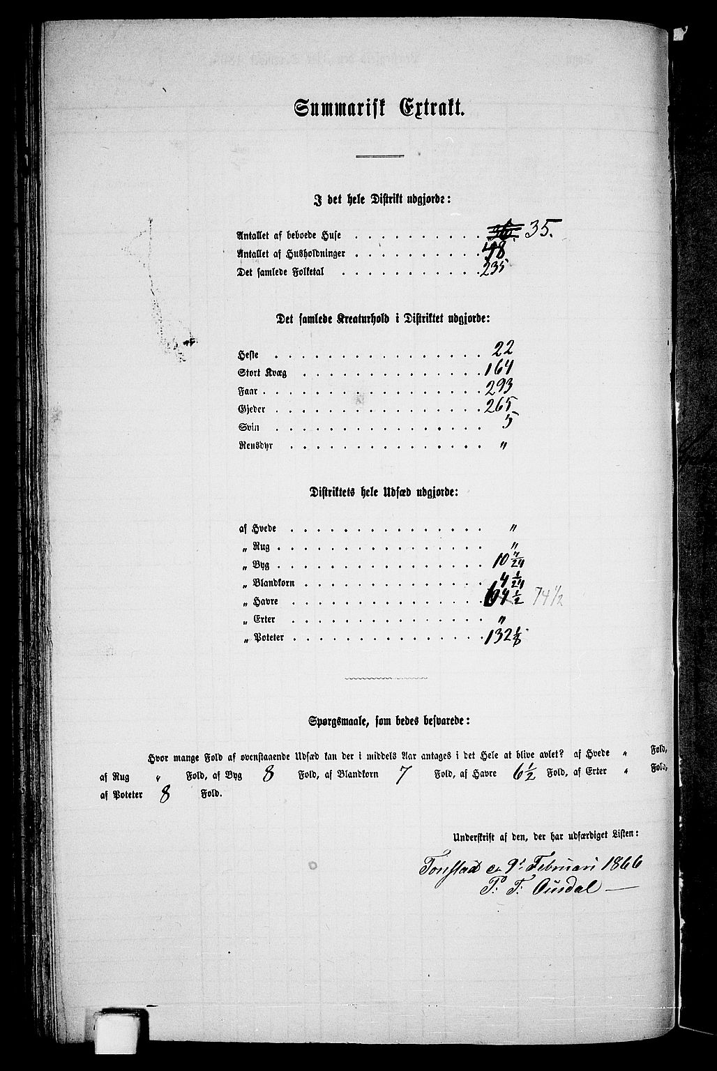 RA, Folketelling 1865 for 1046P Sirdal prestegjeld, 1865, s. 33