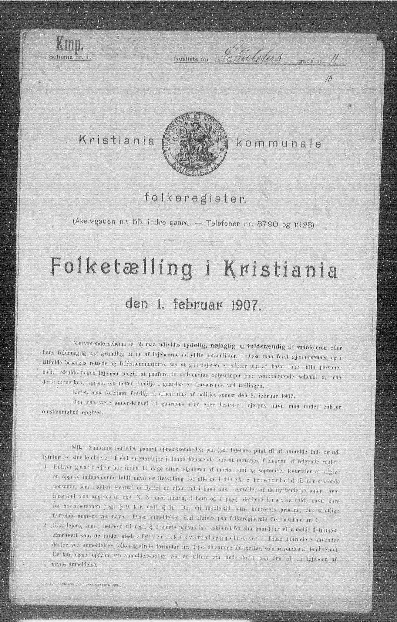 OBA, Kommunal folketelling 1.2.1907 for Kristiania kjøpstad, 1907, s. 47302