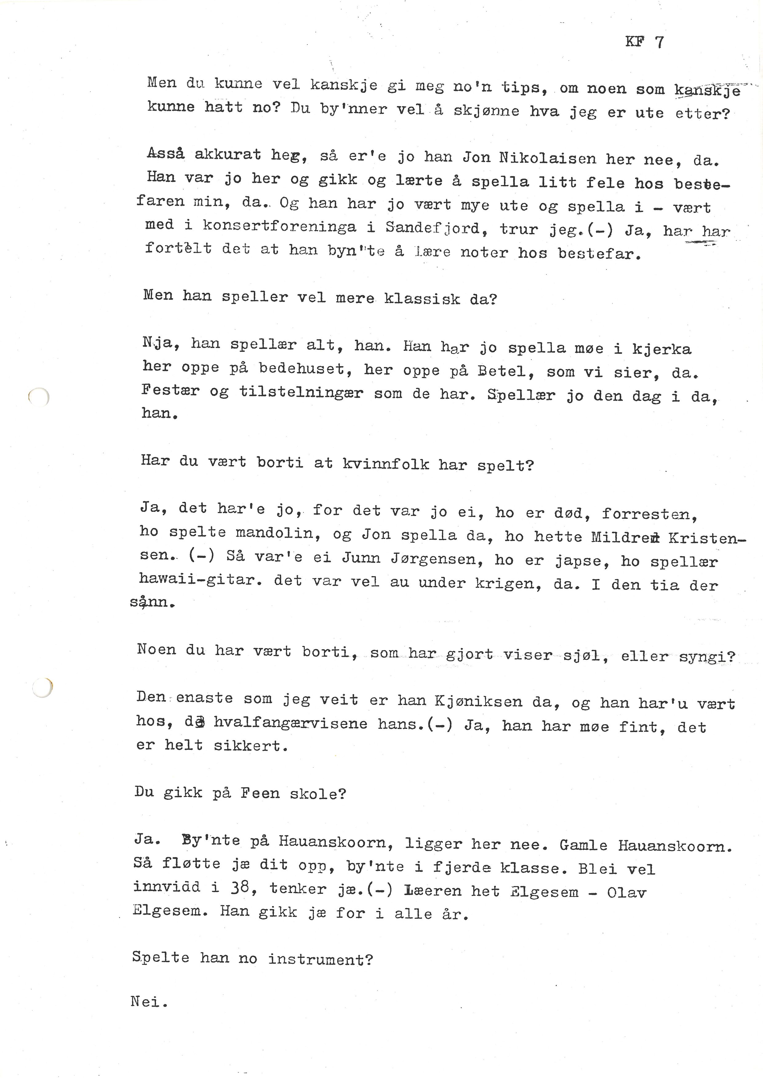 Sa 16 - Folkemusikk fra Vestfold, Gjerdesamlingen, VEMU/A-1868/I/L0001: Informantregister med intervjunedtegnelser, 1979-1986