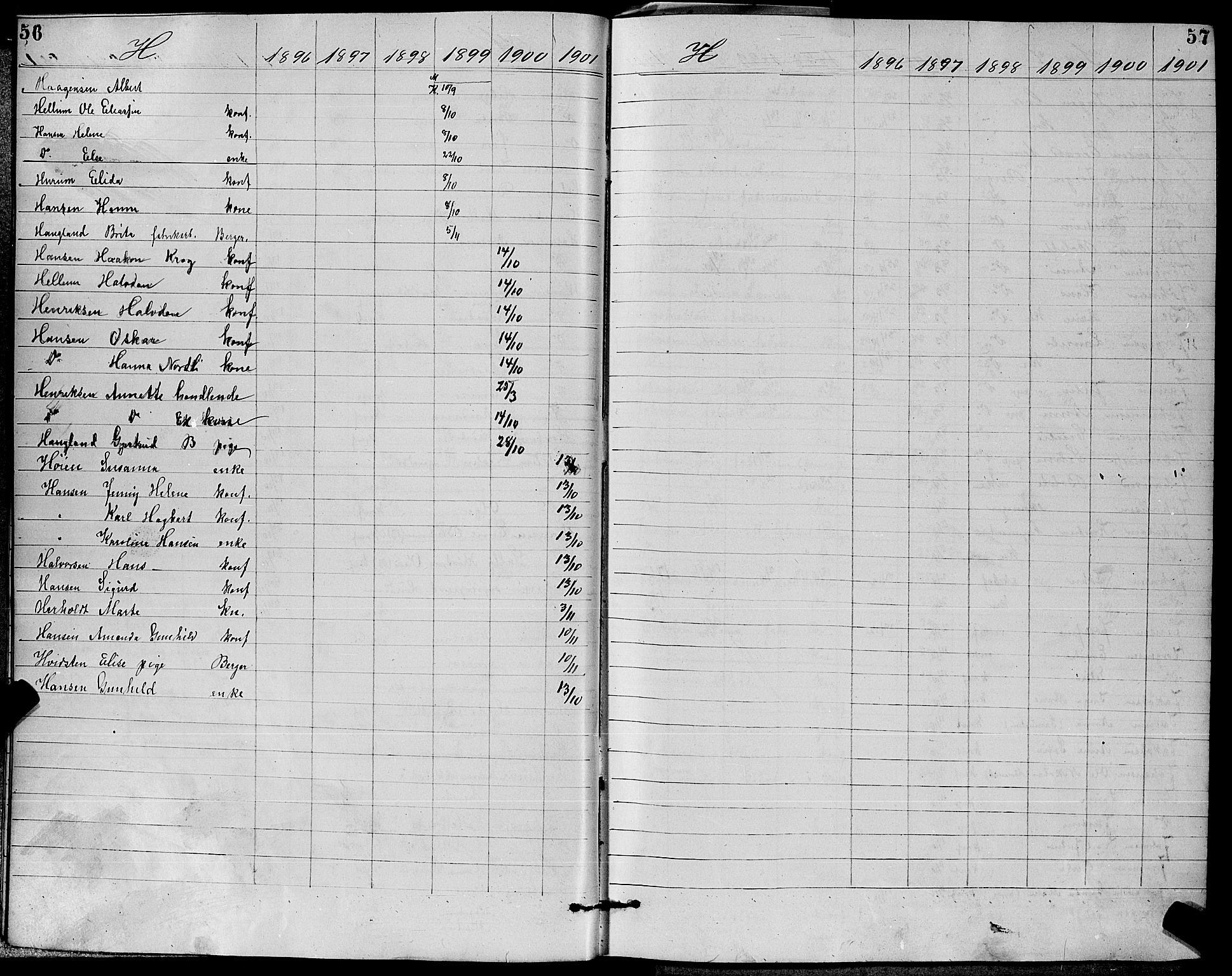 Strømm kirkebøker, AV/SAKO-A-322/G/Ga/L0002: Klokkerbok nr. I 2, 1885-1888, s. 56-57