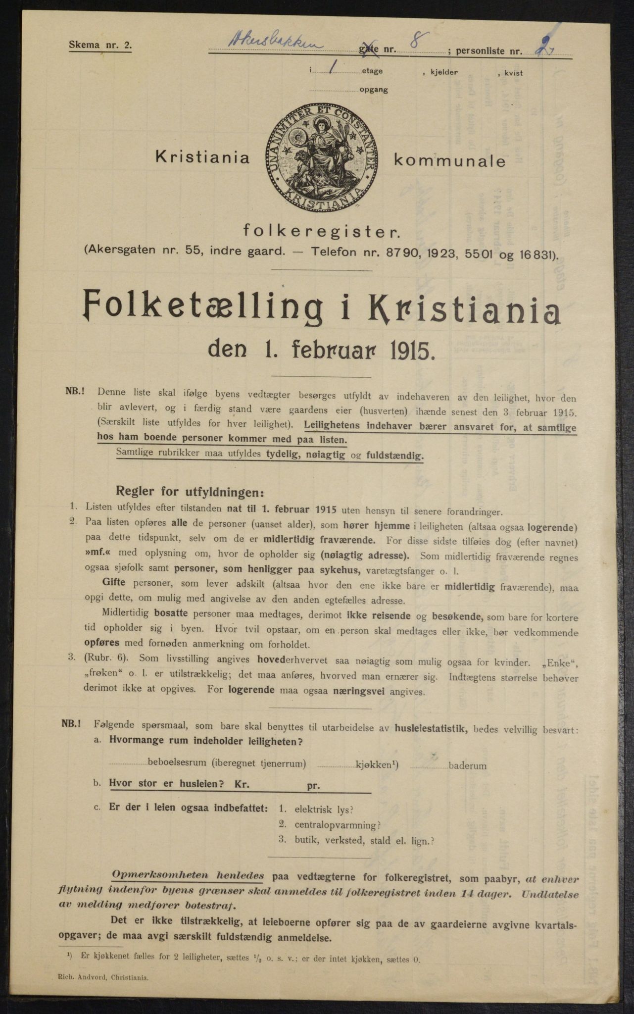 OBA, Kommunal folketelling 1.2.1915 for Kristiania, 1915, s. 34