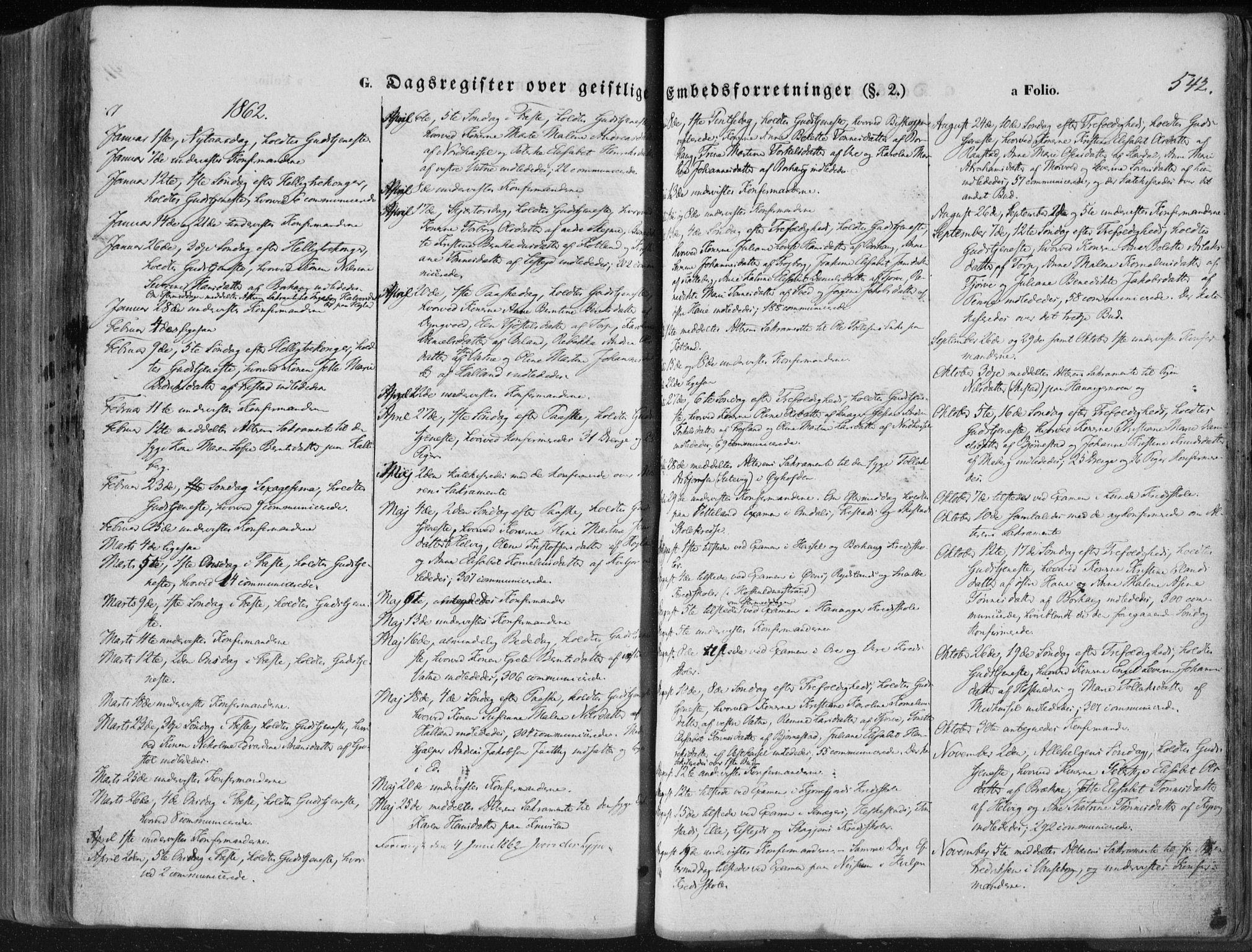 Lista sokneprestkontor, SAK/1111-0027/F/Fa/L0011: Ministerialbok nr. A 11, 1861-1878, s. 542