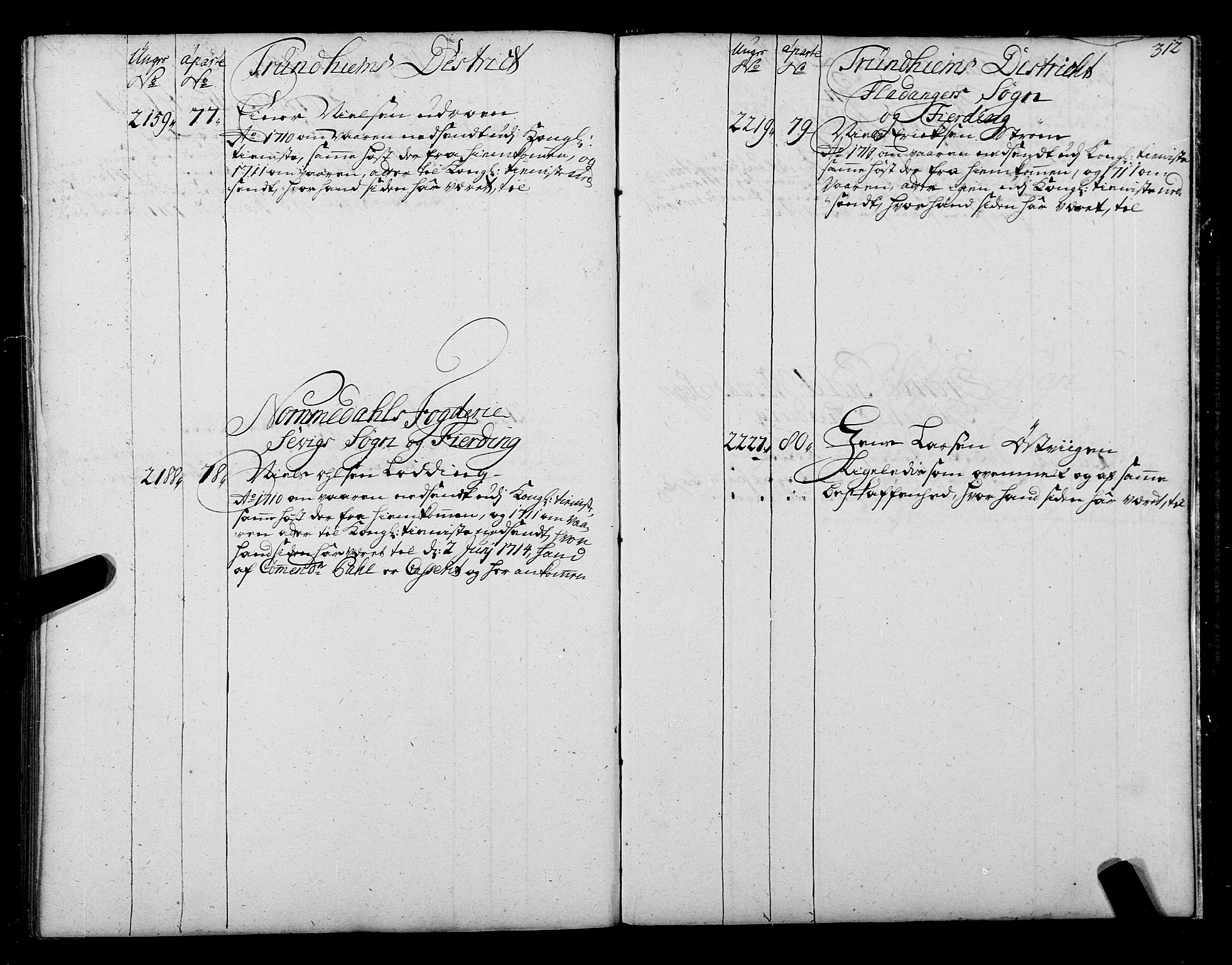 Sjøinnrulleringen - Trondhjemske distrikt, AV/SAT-A-5121/01/L0004: Ruller over sjøfolk i Trondhjem by, 1704-1710, s. 312