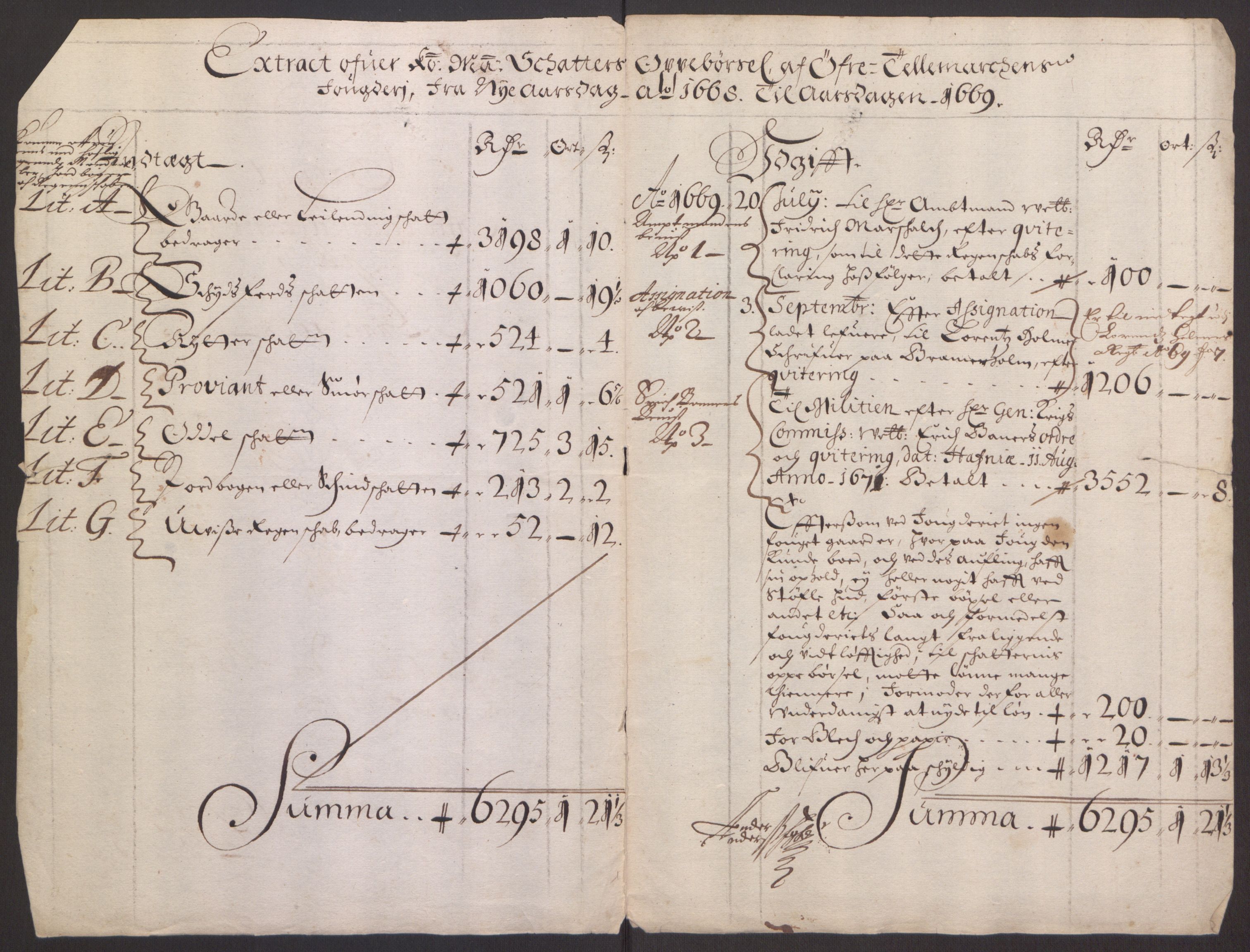 Rentekammeret inntil 1814, Reviderte regnskaper, Fogderegnskap, RA/EA-4092/R35/L2059: Fogderegnskap Øvre og Nedre Telemark, 1668-1670, s. 4