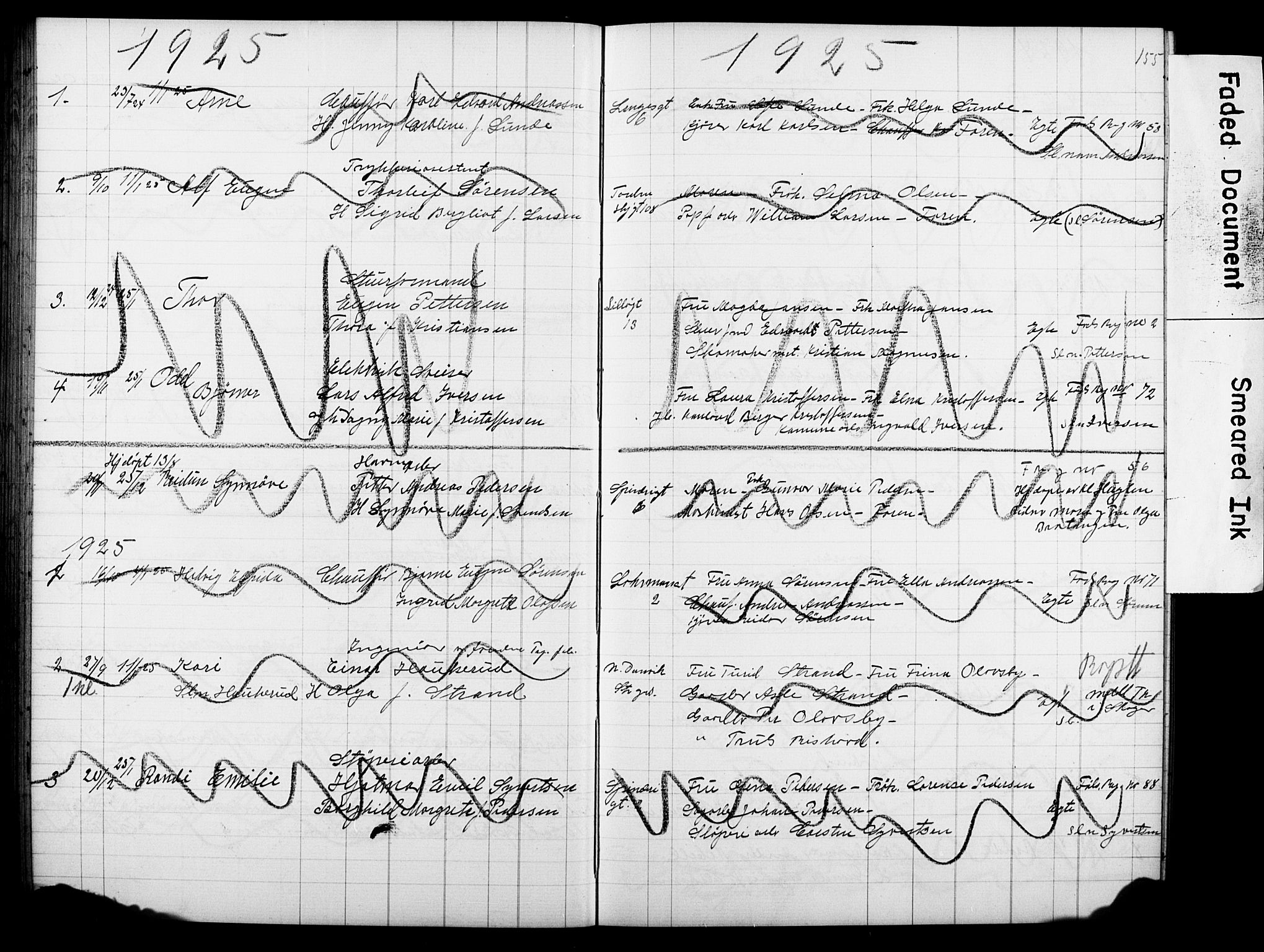 Strømsø kirkebøker, AV/SAKO-A-246/Y/Ya/L0007: Kladd til kirkebok nr. I 7, 1915-1932, s. 155