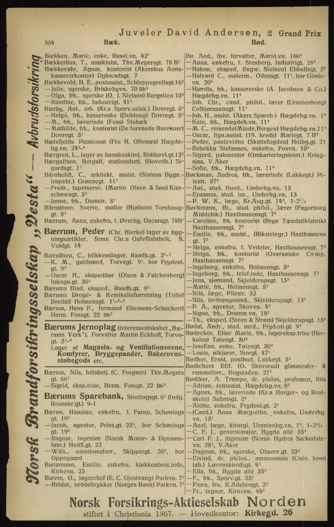 Kristiania/Oslo adressebok, PUBL/-, 1916, s. 354