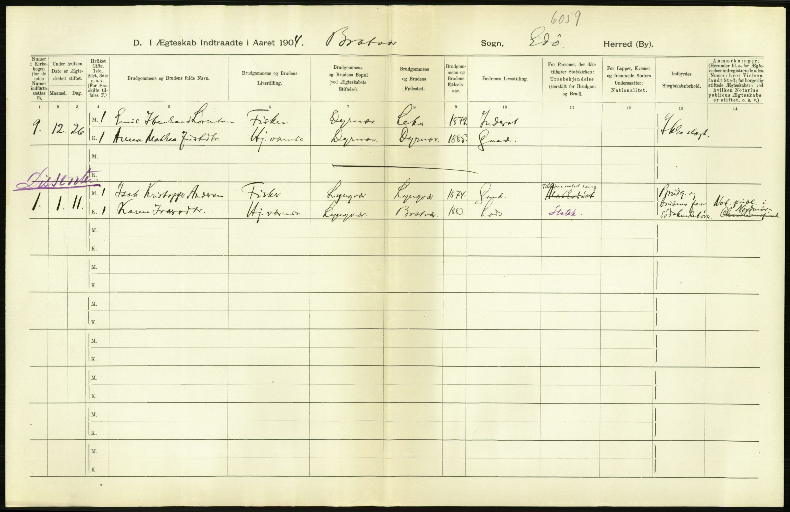 Statistisk sentralbyrå, Sosiodemografiske emner, Befolkning, AV/RA-S-2228/D/Df/Dfa/Dfab/L0016: Romsdals amt: Fødte, gifte, døde., 1904, s. 580