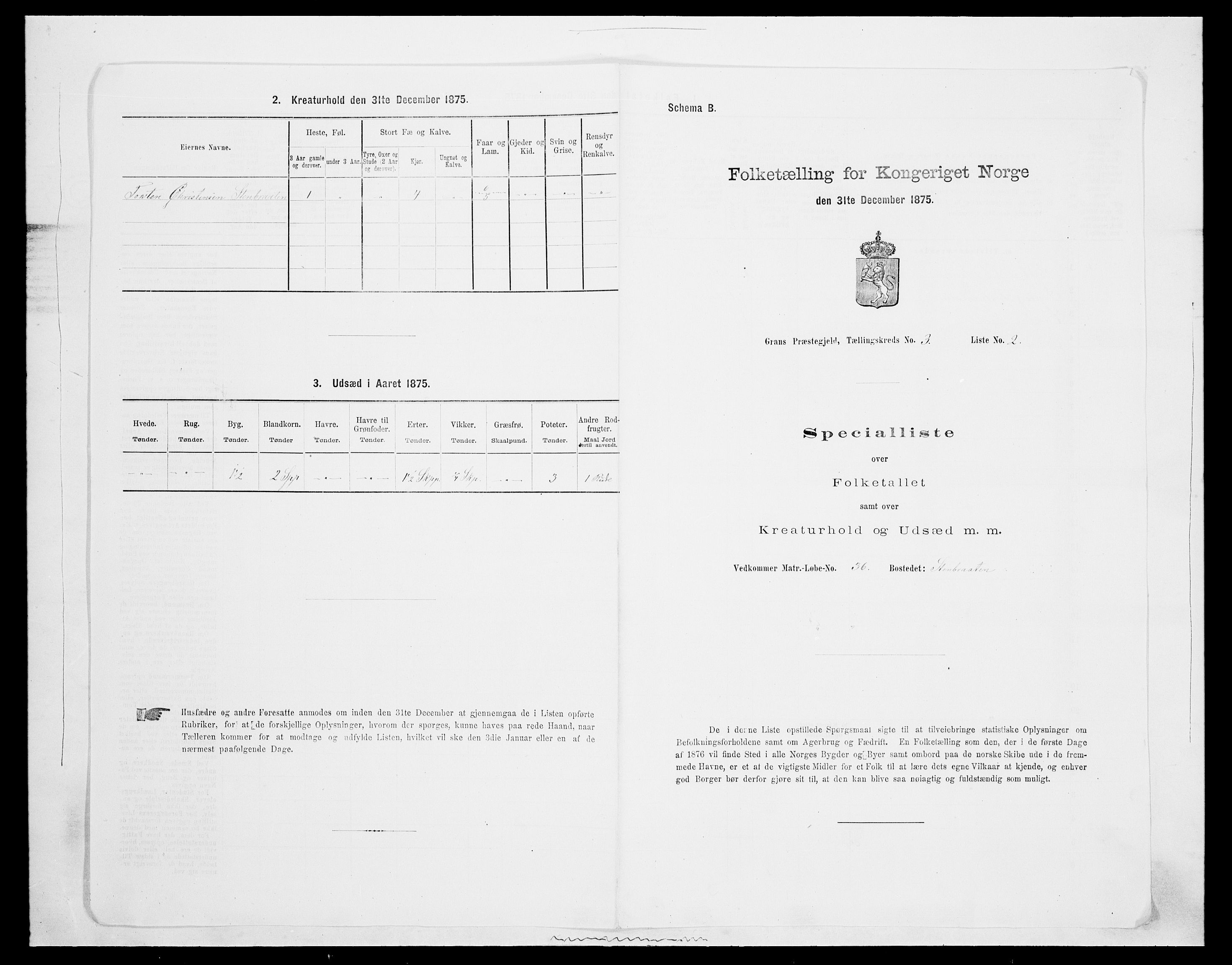 SAH, Folketelling 1875 for 0534P Gran prestegjeld, 1875, s. 378