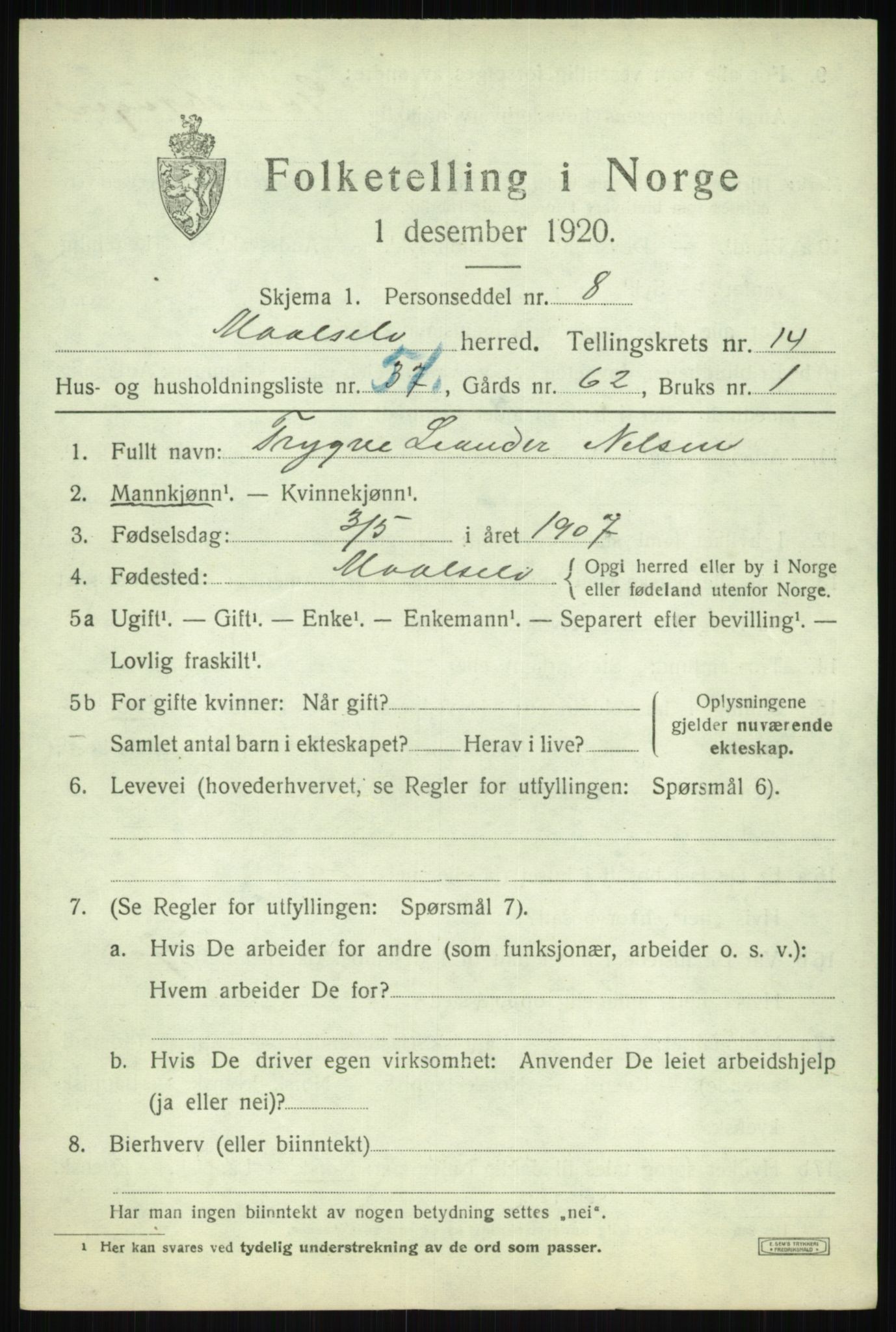 SATØ, Folketelling 1920 for 1924 Målselv herred, 1920, s. 7605