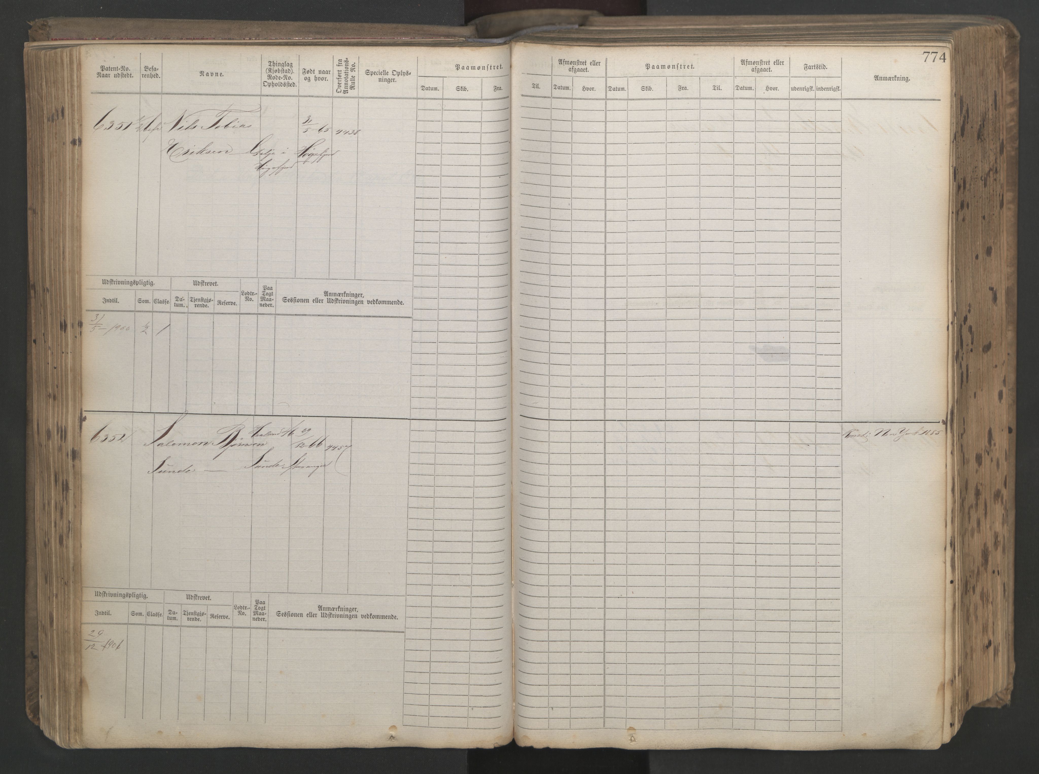 Stavanger sjømannskontor, AV/SAST-A-102006/F/Fb/Fbb/L0021: Sjøfartshovedrulle patnentnr. 6005-7204 (dublett), 1887, s. 178