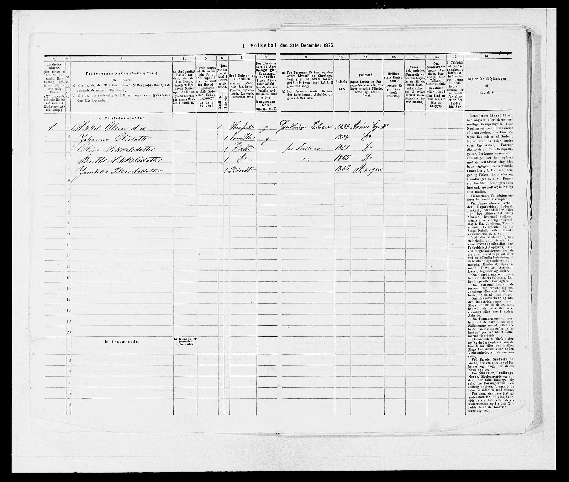 SAB, Folketelling 1875 for 1254P Hamre prestegjeld, 1875, s. 1701