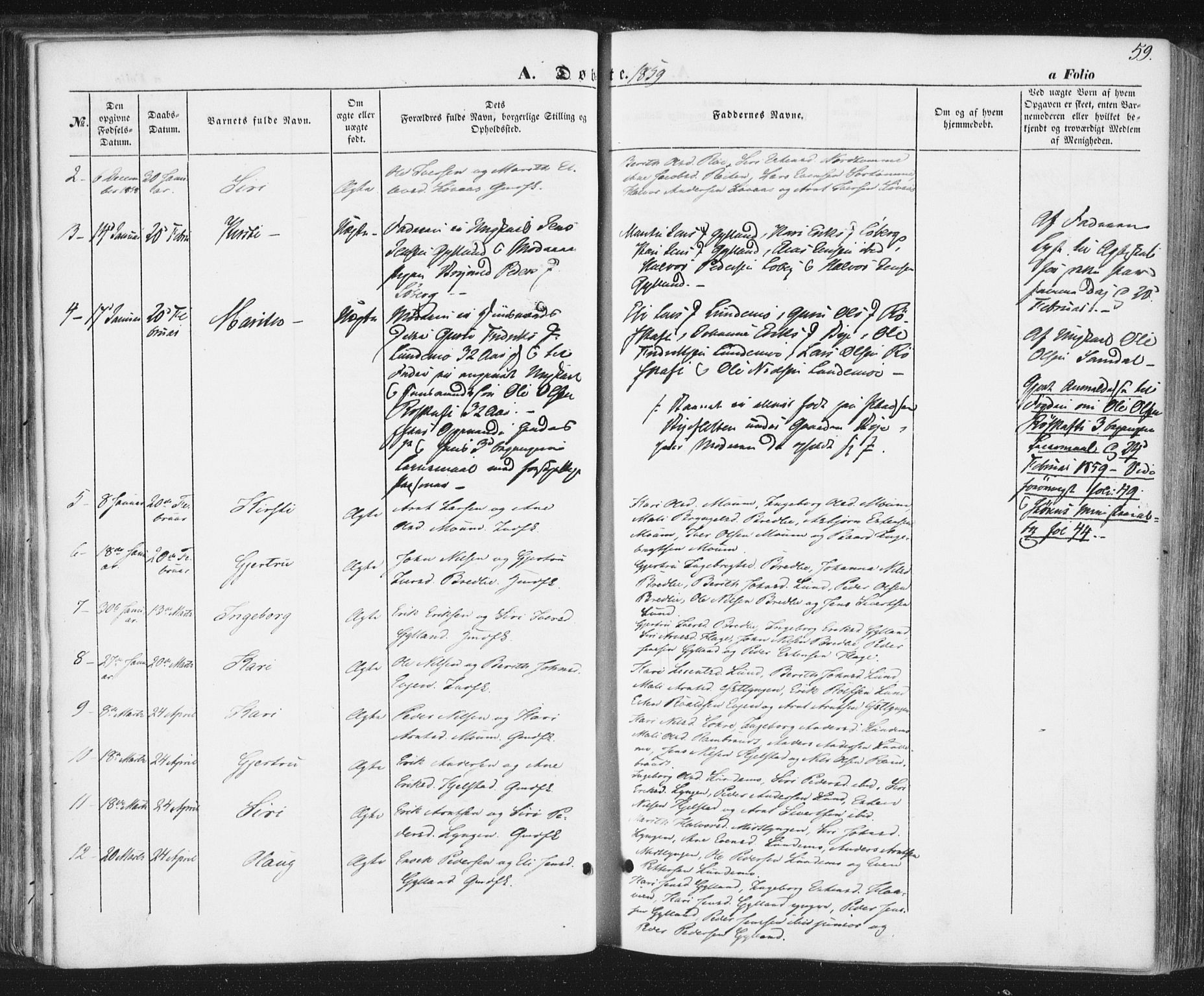 Ministerialprotokoller, klokkerbøker og fødselsregistre - Sør-Trøndelag, SAT/A-1456/692/L1103: Ministerialbok nr. 692A03, 1849-1870, s. 59