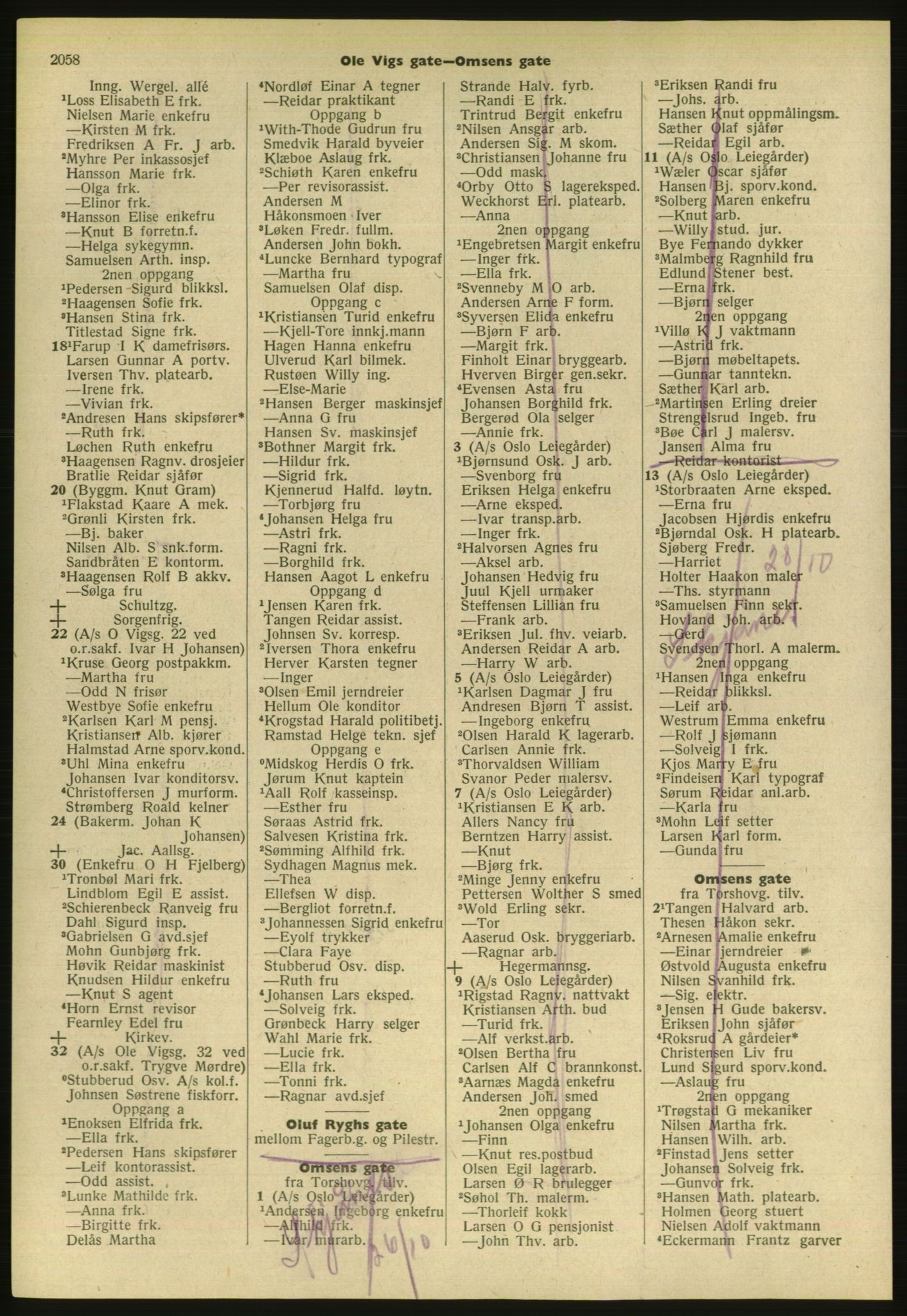 Kristiania/Oslo adressebok, PUBL/-, 1954, s. 2058