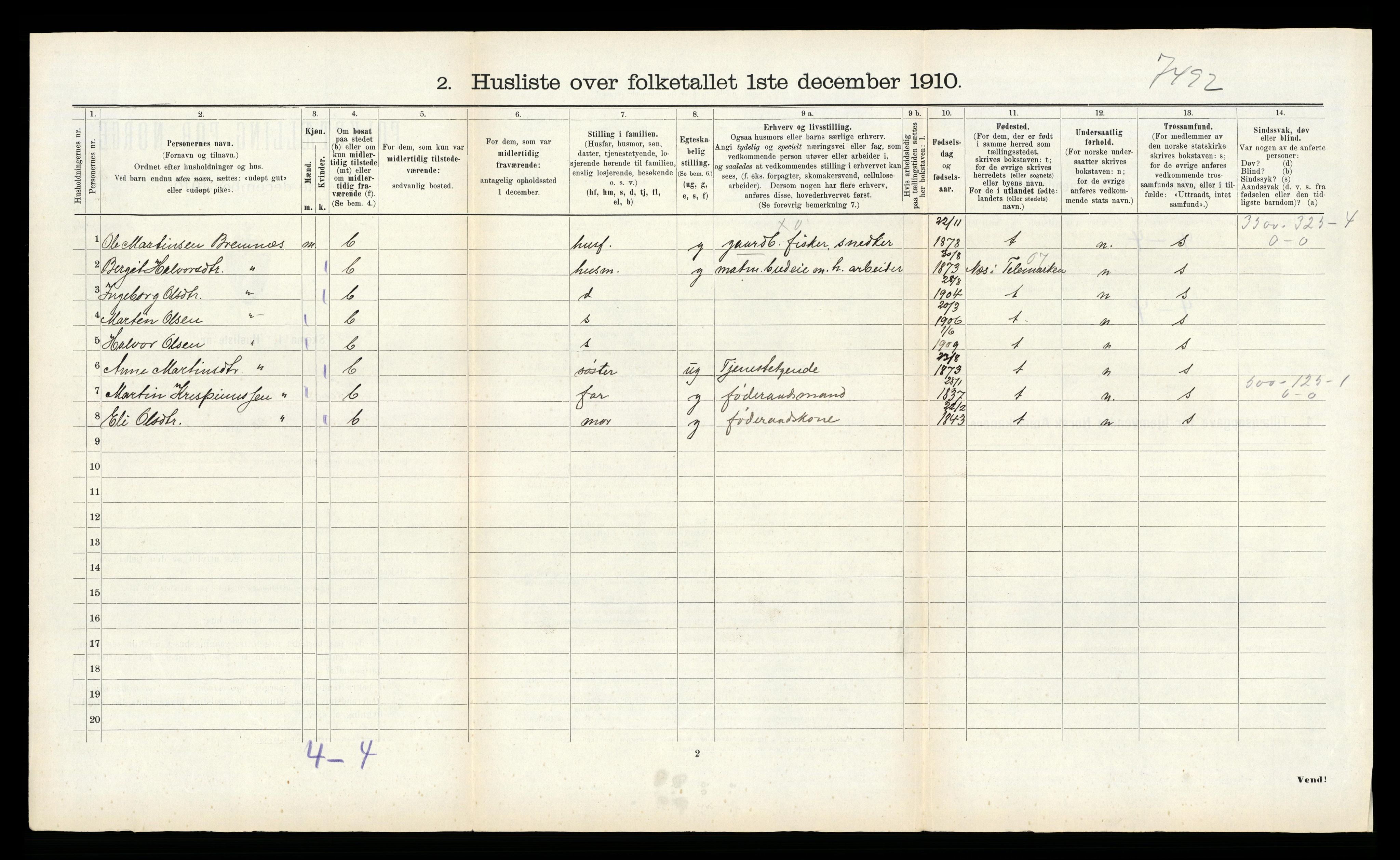 RA, Folketelling 1910 for 1438 Bremanger herred, 1910, s. 562