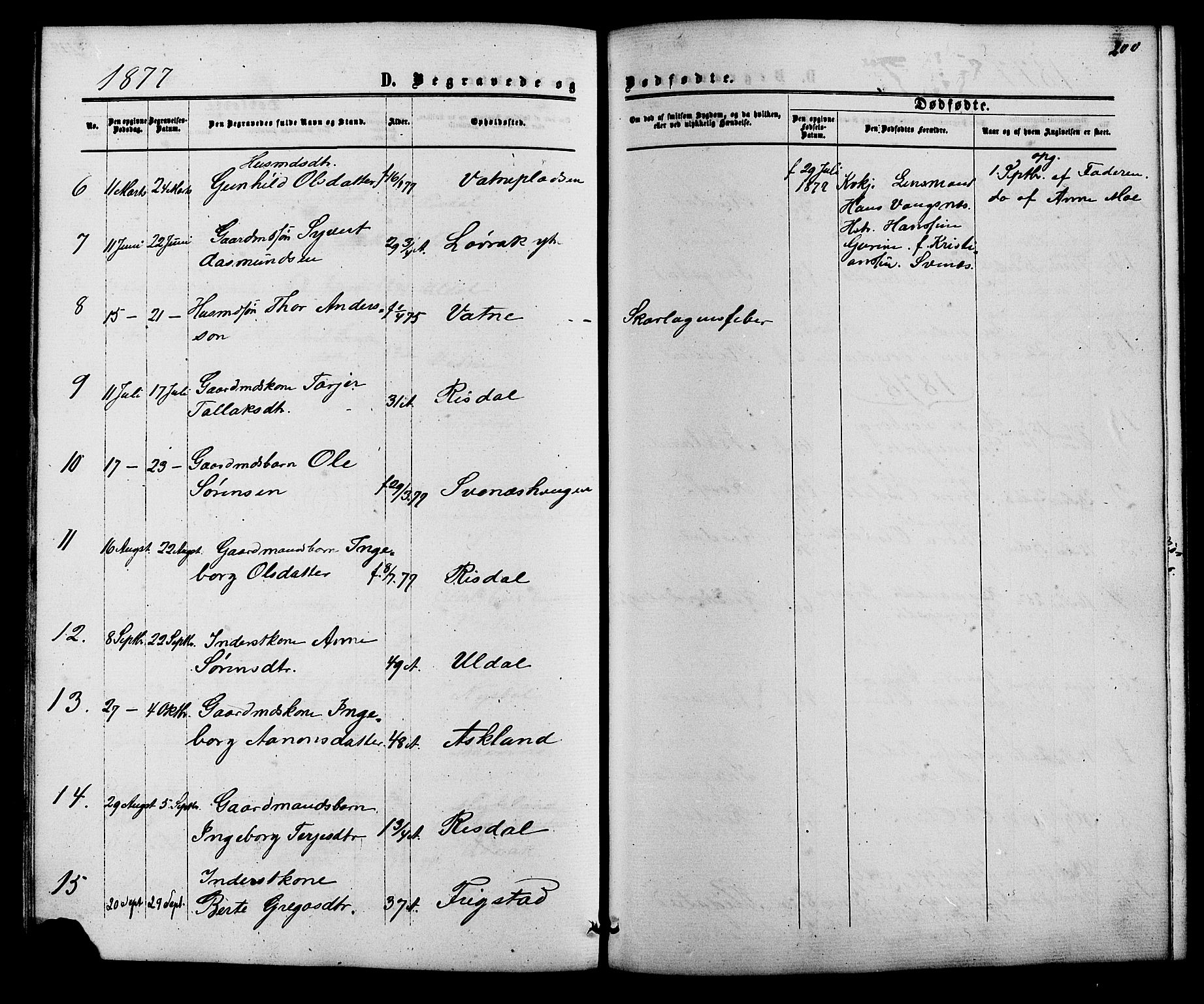 Herefoss sokneprestkontor, AV/SAK-1111-0019/F/Fb/Fbc/L0002: Klokkerbok nr. B 2, 1867-1886, s. 200