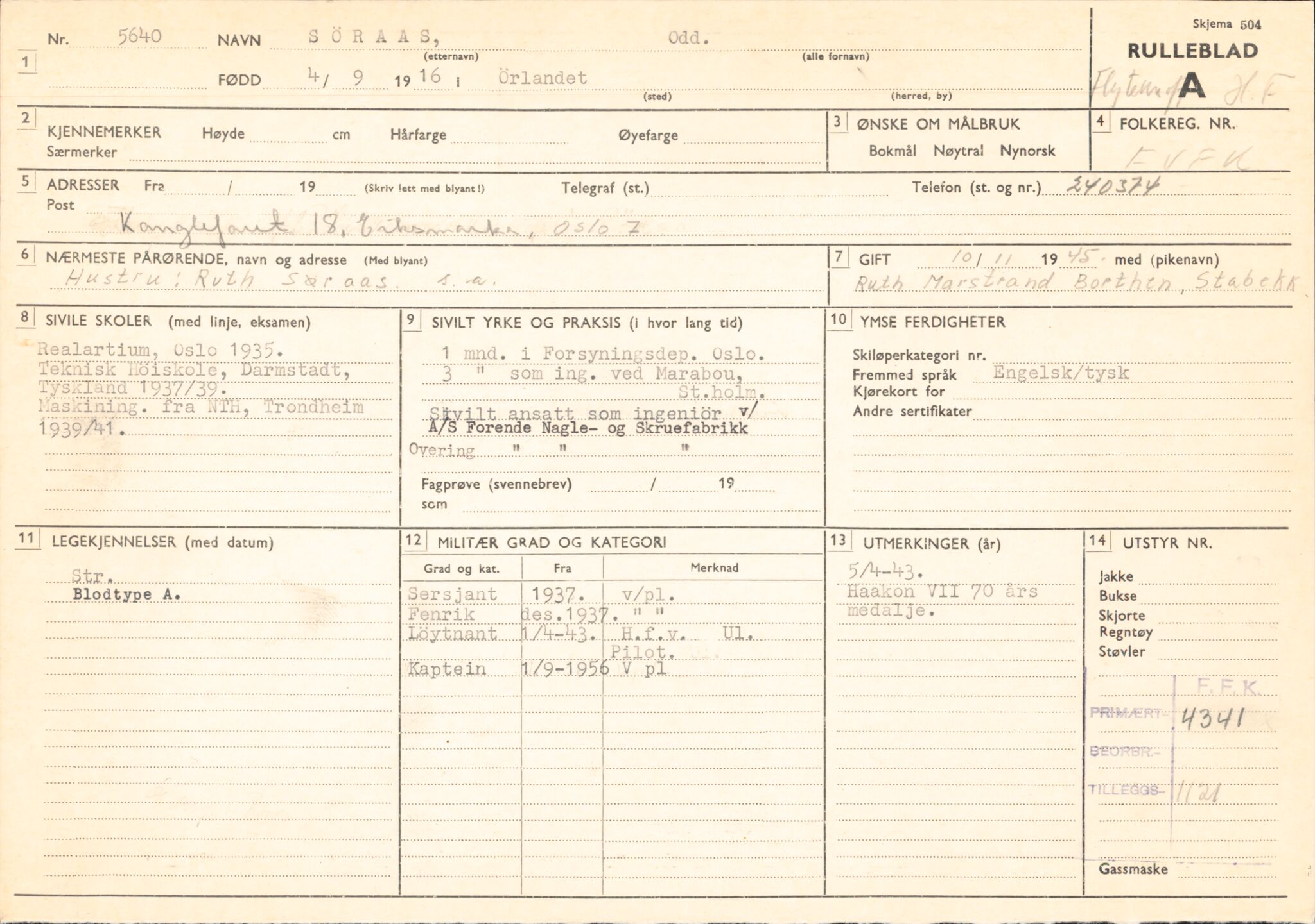 Forsvaret, Forsvarets overkommando/Luftforsvarsstaben, AV/RA-RAFA-4079/P/Pa/L0048: Personellpapirer, 1916, s. 149