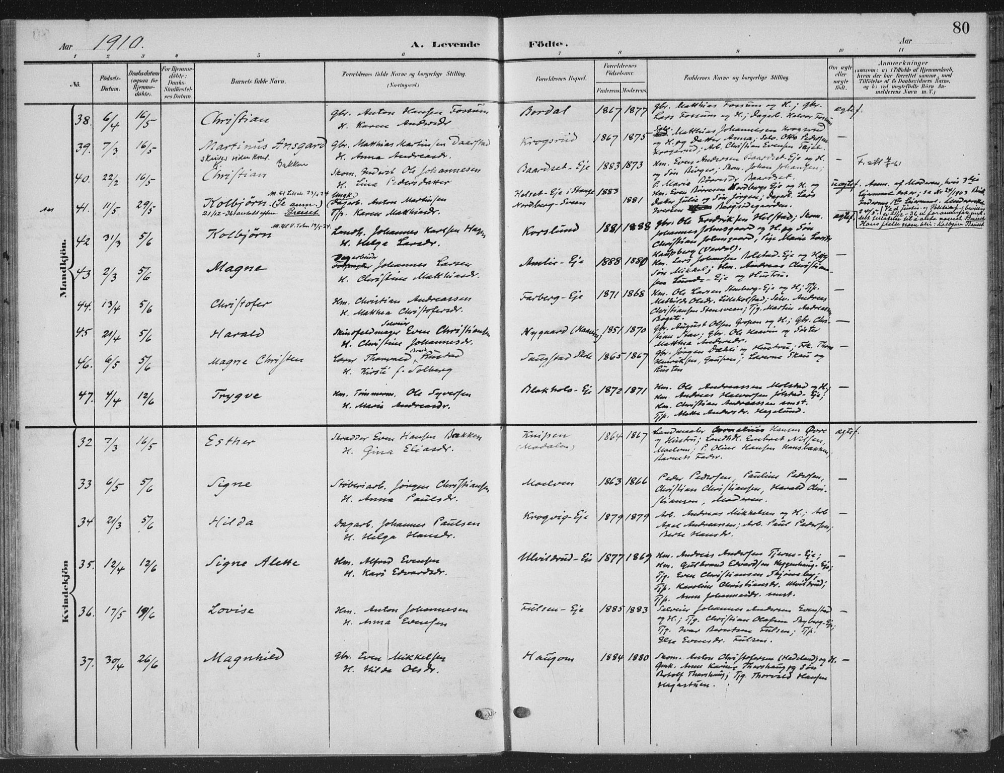 Ringsaker prestekontor, AV/SAH-PREST-014/K/Ka/L0018: Ministerialbok nr. 18, 1903-1912, s. 80