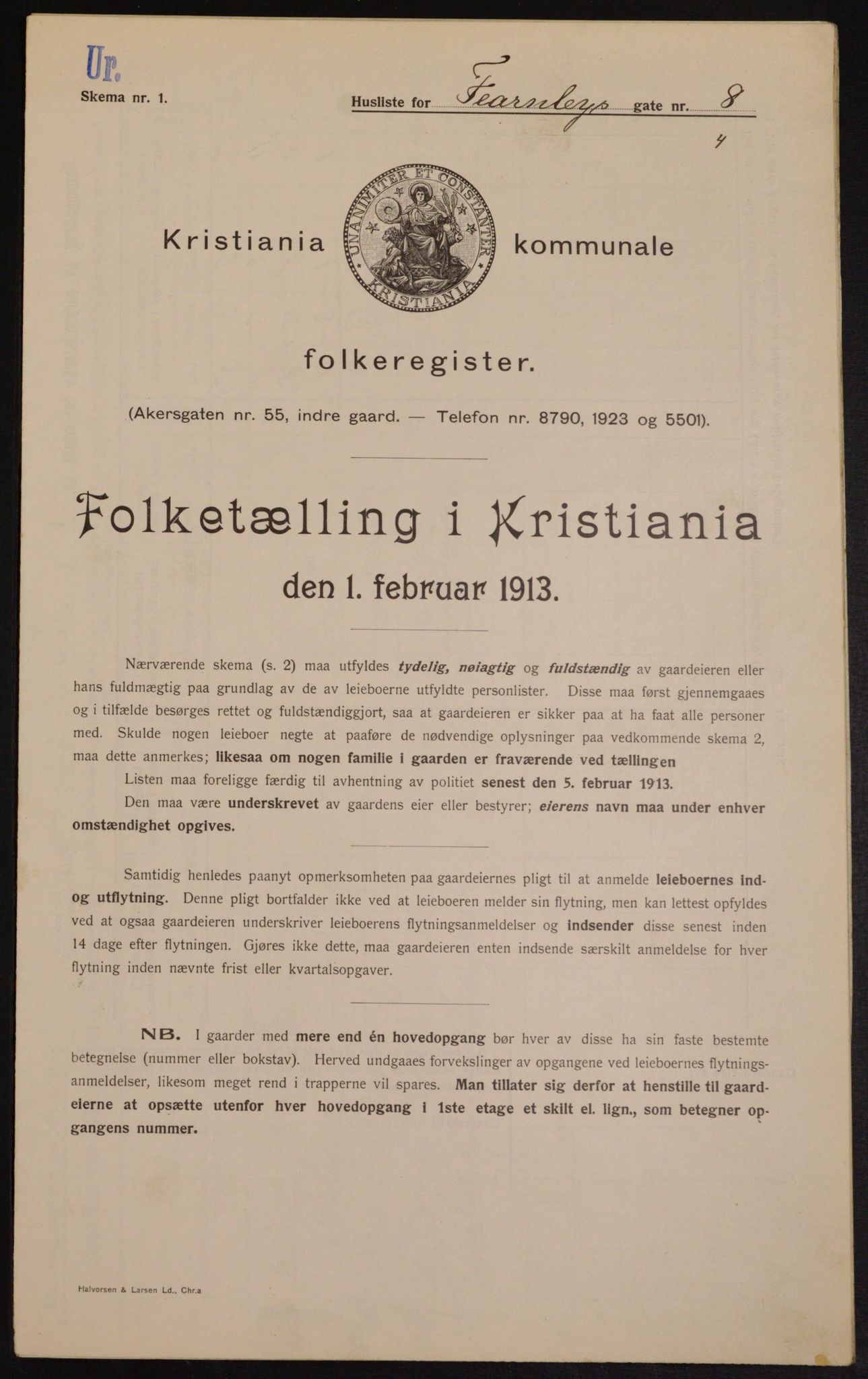 OBA, Kommunal folketelling 1.2.1913 for Kristiania, 1913, s. 24091