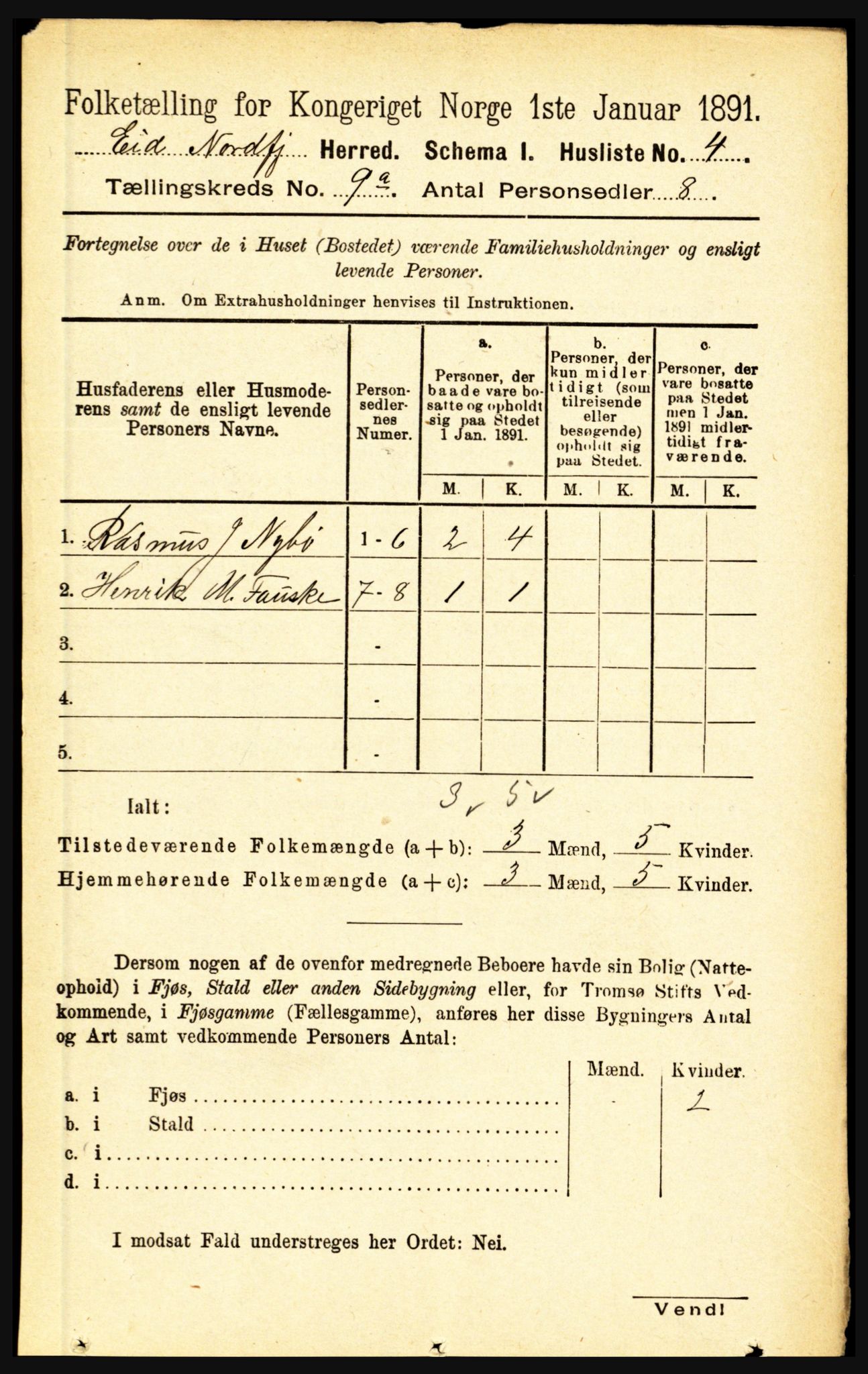 RA, Folketelling 1891 for 1443 Eid herred, 1891, s. 2150