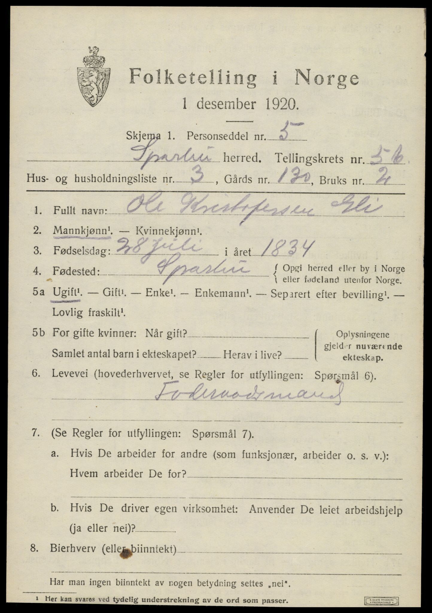 SAT, Folketelling 1920 for 1731 Sparbu herred, 1920, s. 6857