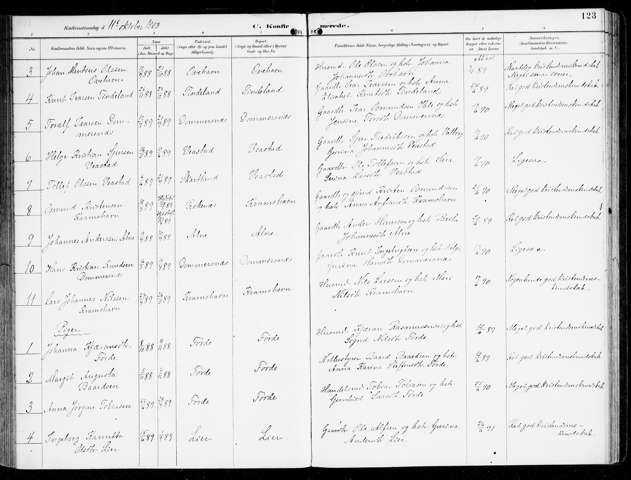 Sveio Sokneprestembete, AV/SAB-A-78501/H/Haa: Ministerialbok nr. D 2, 1894-1916, s. 123