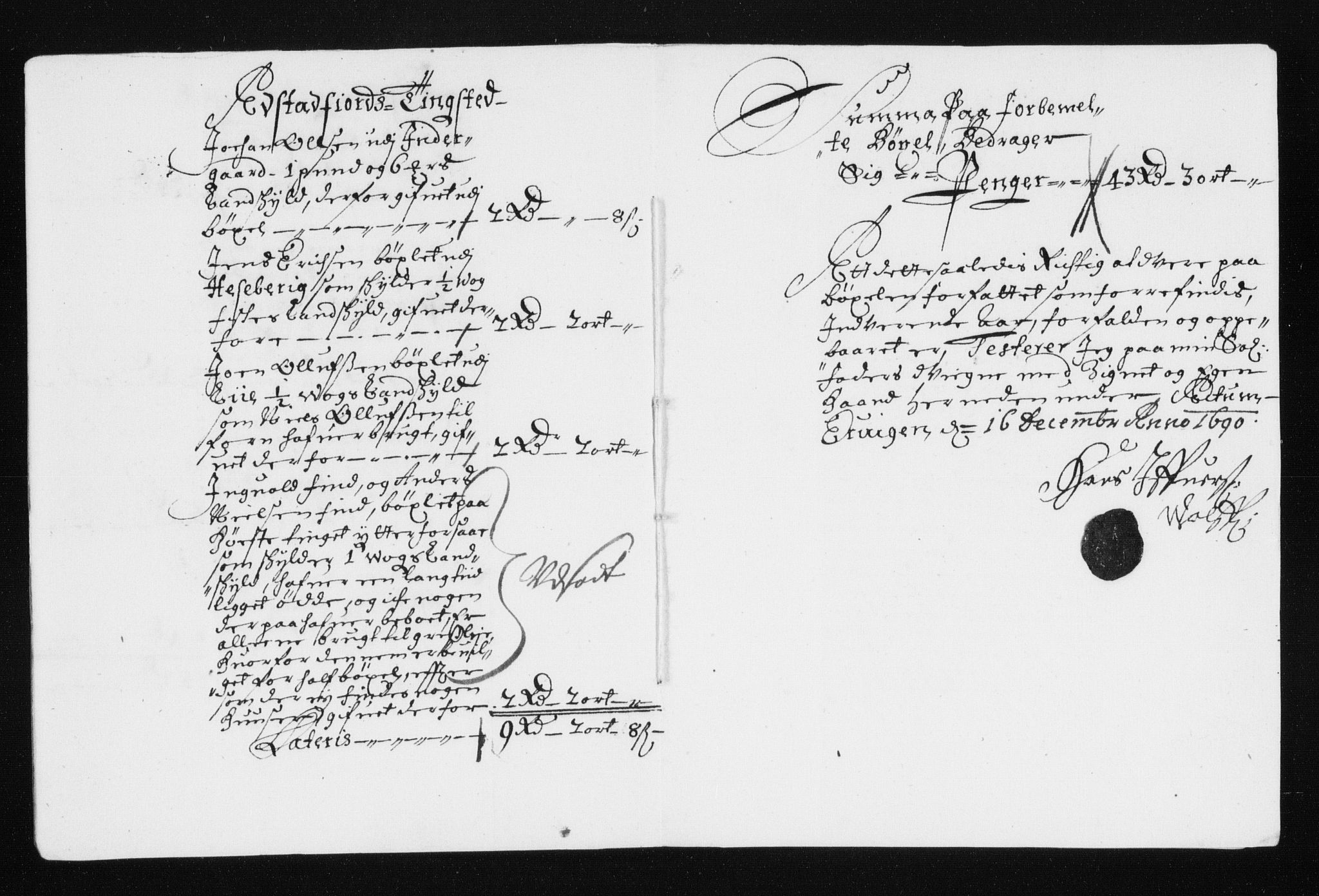 Rentekammeret inntil 1814, Reviderte regnskaper, Stiftamtstueregnskaper, Trondheim stiftamt og Nordland amt, AV/RA-EA-6044/R/Rh/L0015: Nordland amt, 1690