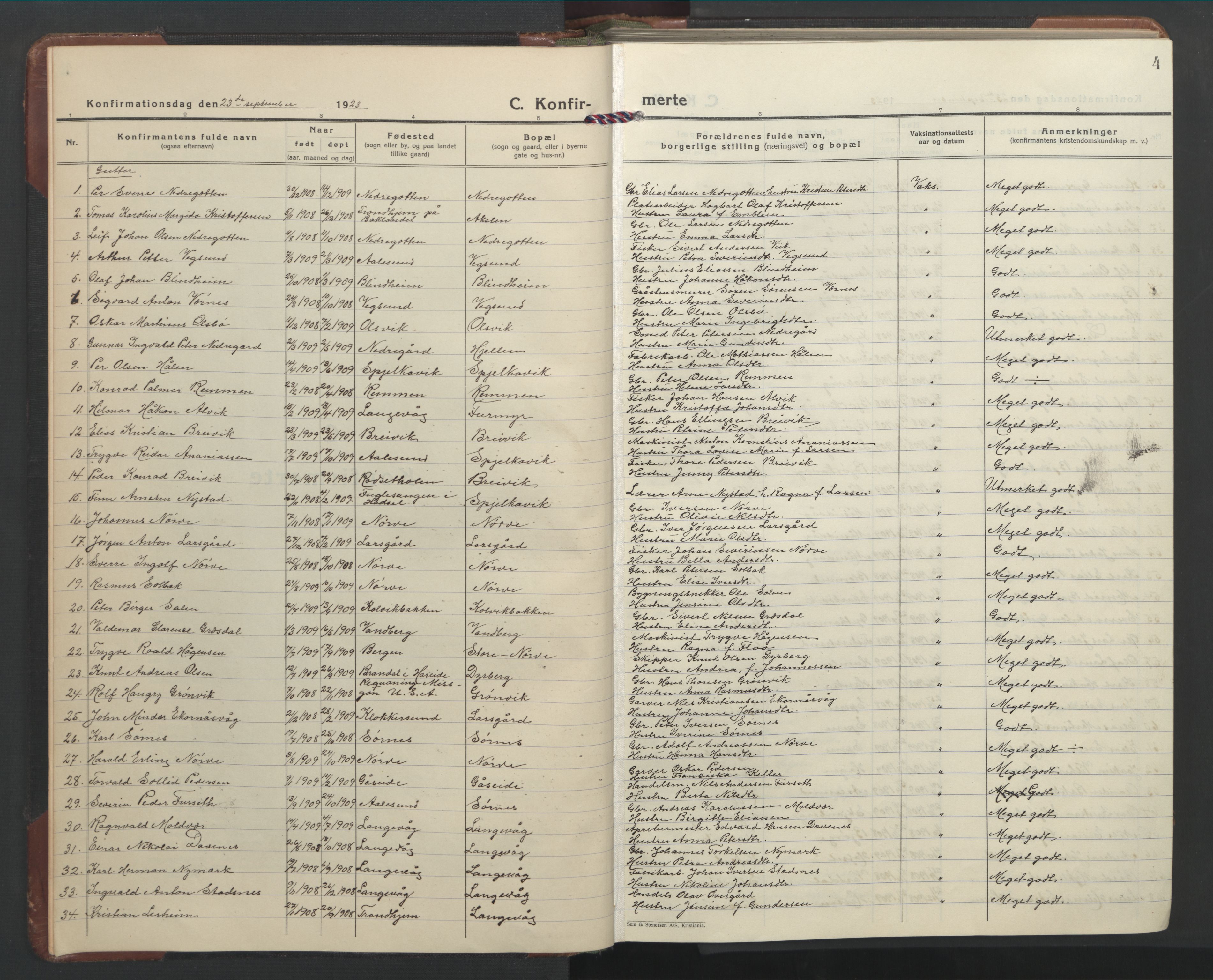 Ministerialprotokoller, klokkerbøker og fødselsregistre - Møre og Romsdal, AV/SAT-A-1454/528/L0435: Klokkerbok nr. 528C16, 1923-1957, s. 4