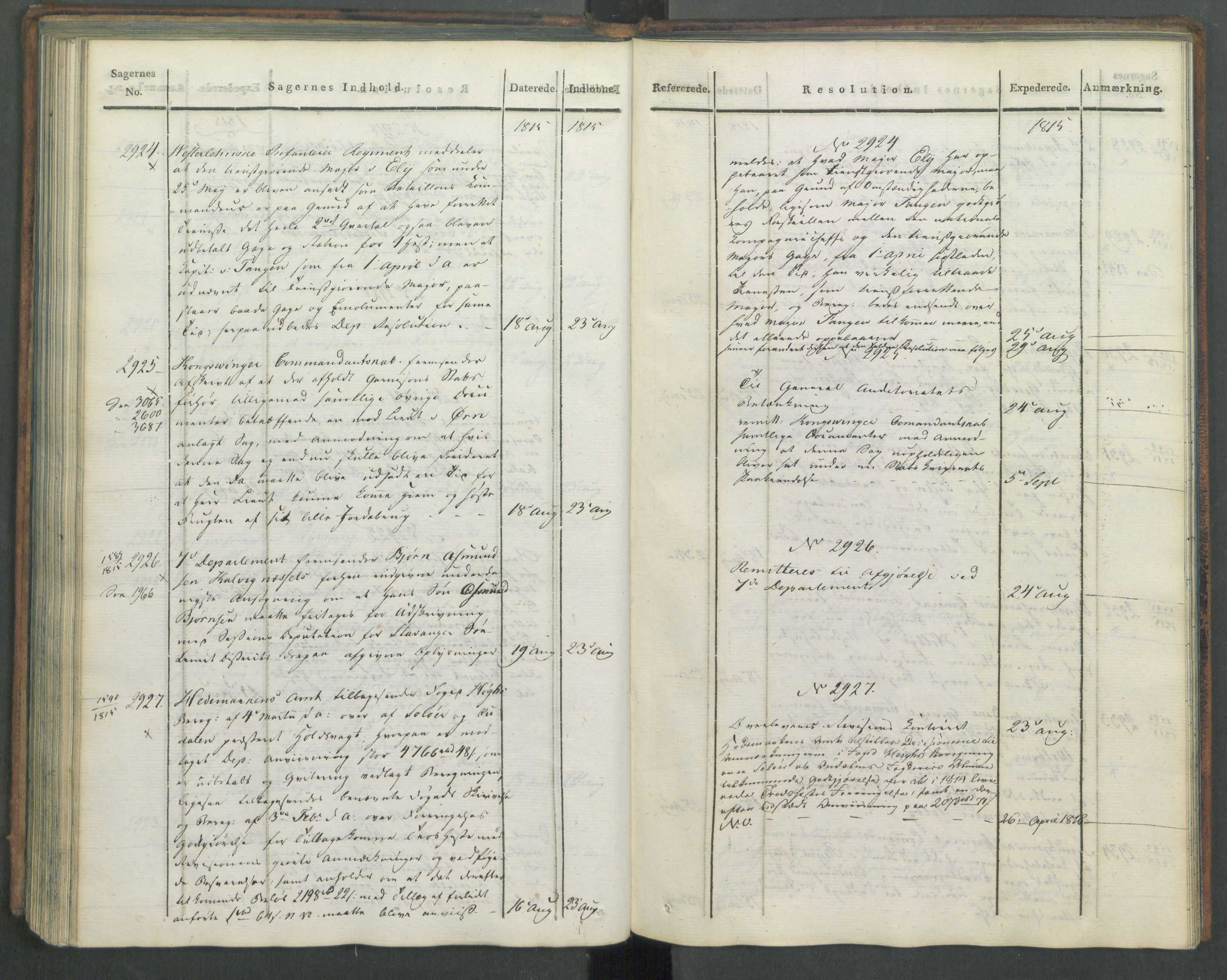 Armédepartementet, AV/RA-RAFA-3493/C/Ca/L0005: 6. Departements Journal, 1815