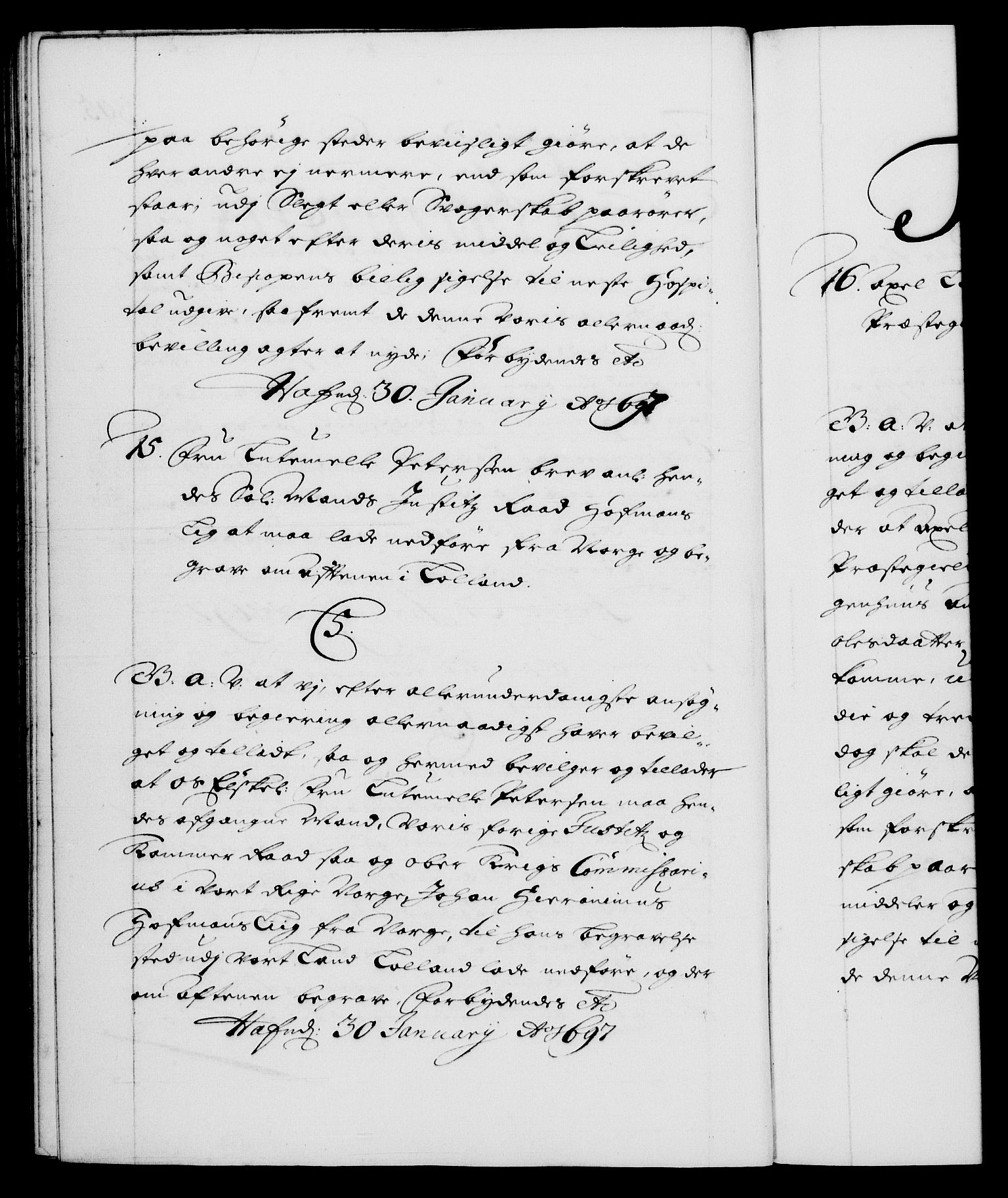Danske Kanselli 1572-1799, RA/EA-3023/F/Fc/Fca/Fcaa/L0016: Norske registre (mikrofilm), 1692-1697, s. 395b