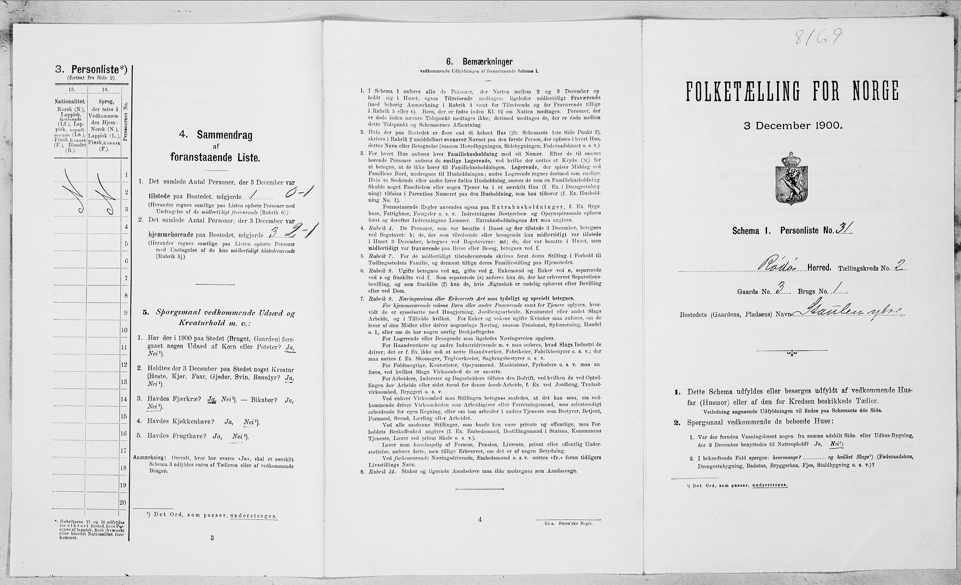 SAT, Folketelling 1900 for 1836 Rødøy herred, 1900, s. 174