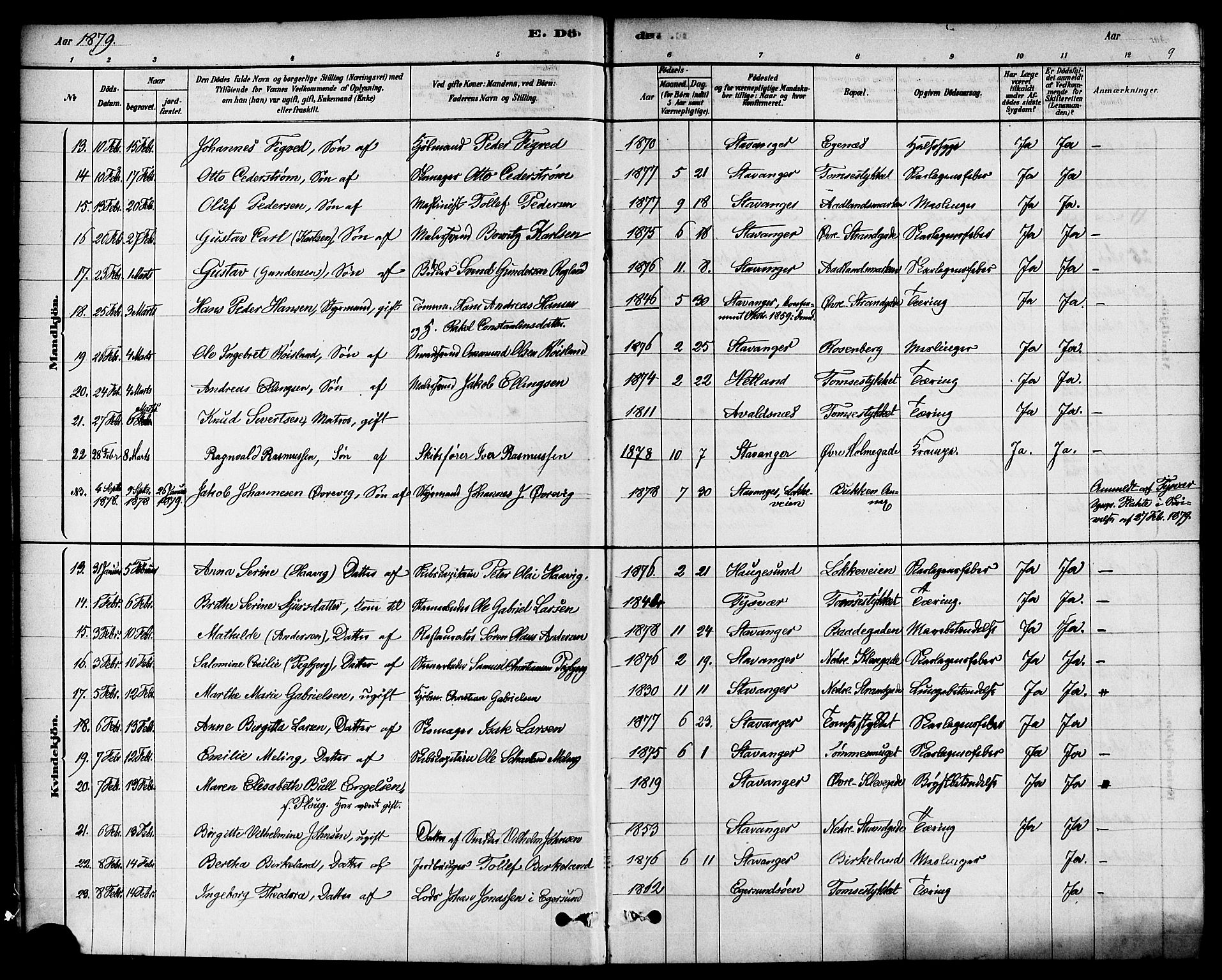Domkirken sokneprestkontor, AV/SAST-A-101812/001/30/30BA/L0027: Ministerialbok nr. A 26, 1878-1896, s. 9
